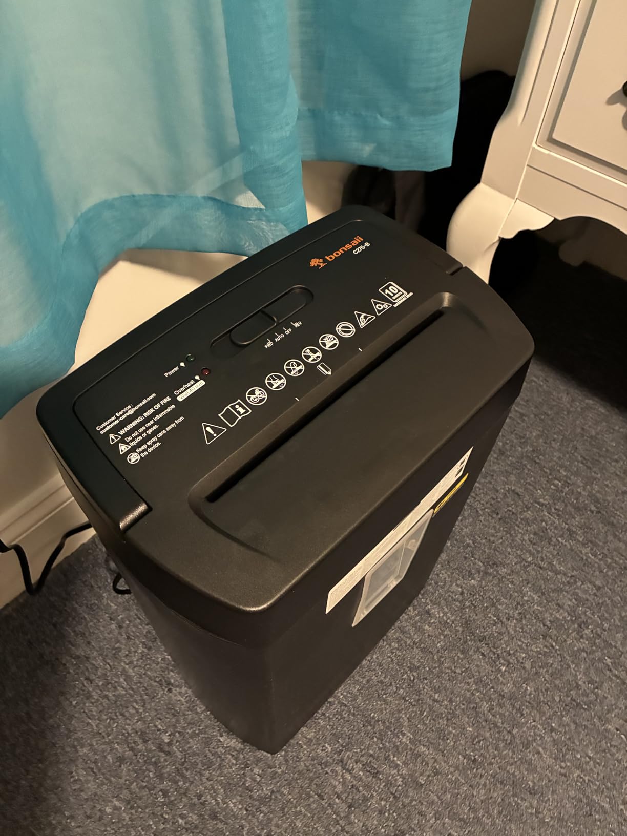 Bonsaii Micro Cut Paper Shredder, 12-Sheet, Home Office, 5.5-Gallon bin customer photo 1