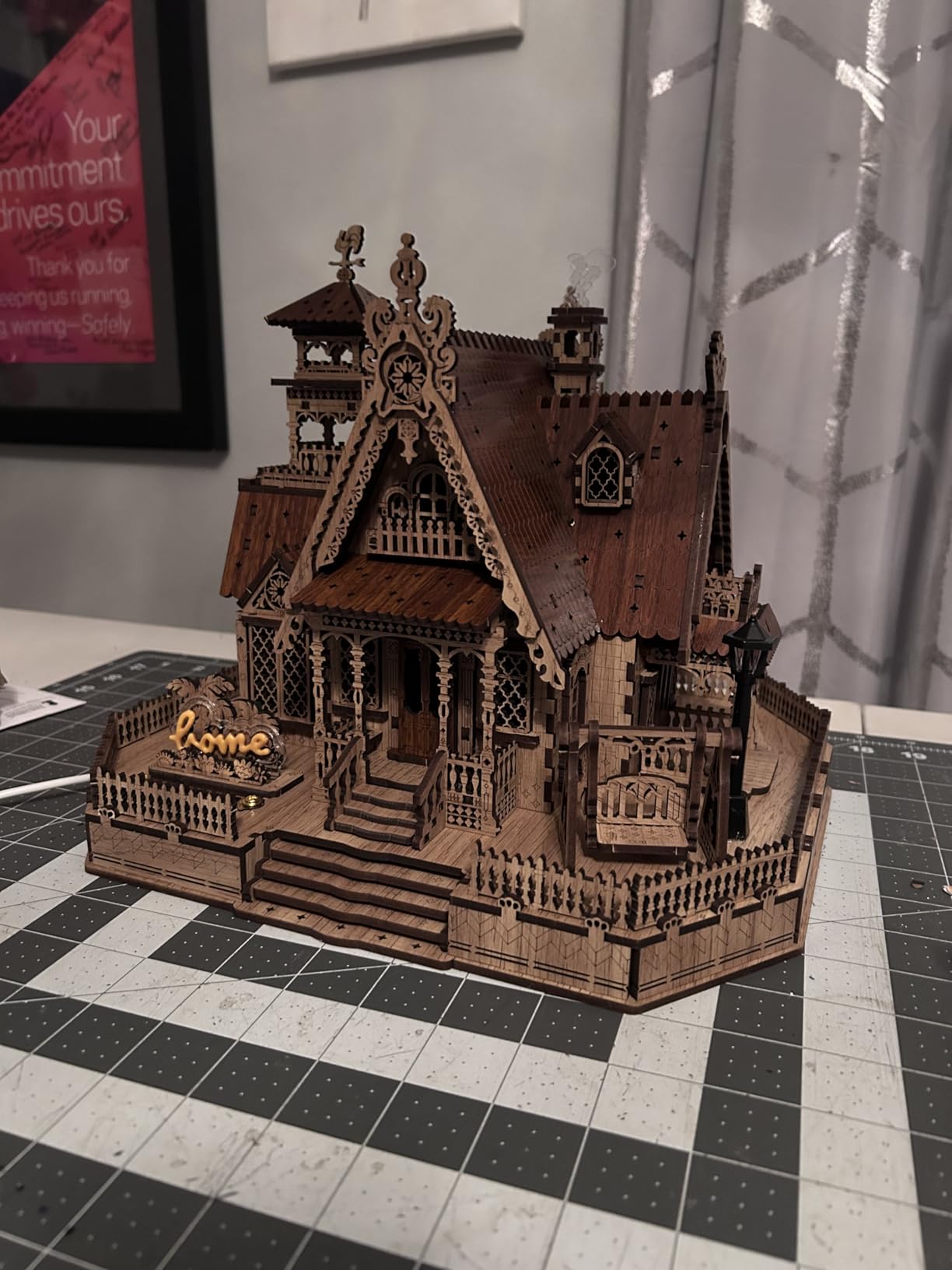 FUNPOLA 3D Wood Puzzle Countryside Cottage Model - DIY Miniature Building Kit with Spark LED Lights - Craft Rural Architecture Home Décor Gift for Adults customer photo 2