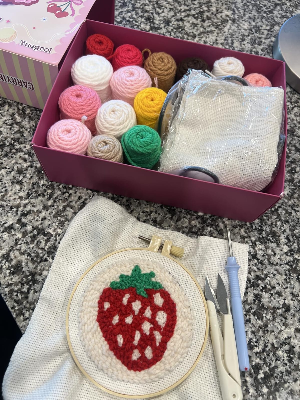 yuegool 6PCS Punch Needle Coaster Kit,Easy DIY Embroidery Set for Beginners, Kids & Adults with Patterns, Tools, Yarns, Hoop, Instructions & Coaster Holder customer photo 2