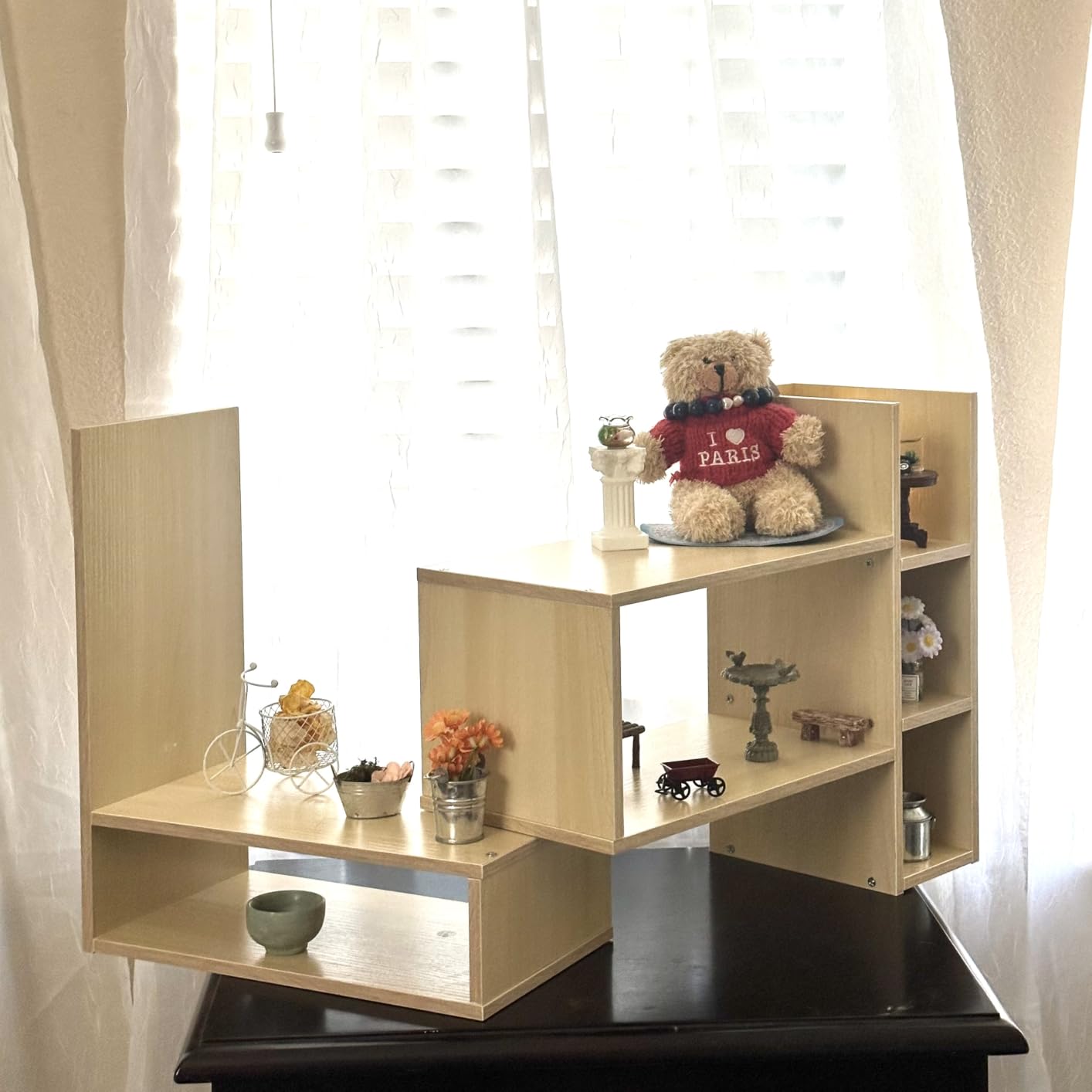 NUTIKAS Desk Shelves Desktop Organizer Shelf - White Office Organization for Top of Desk Organizers and Accessories Corner Bookshelf Table Top Shelving Small Hutch Decorations for Women Office customer photo 1