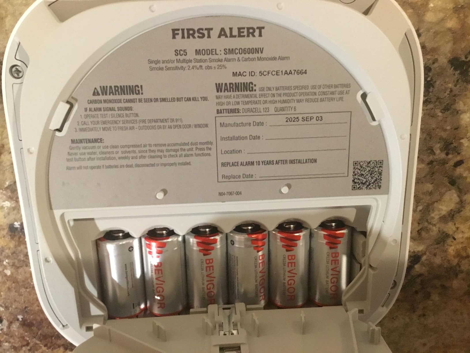 First Alert SC5 Battery Smart Smoke & Carbon Monoxide Alarm | SMCO600NV customer photo 1