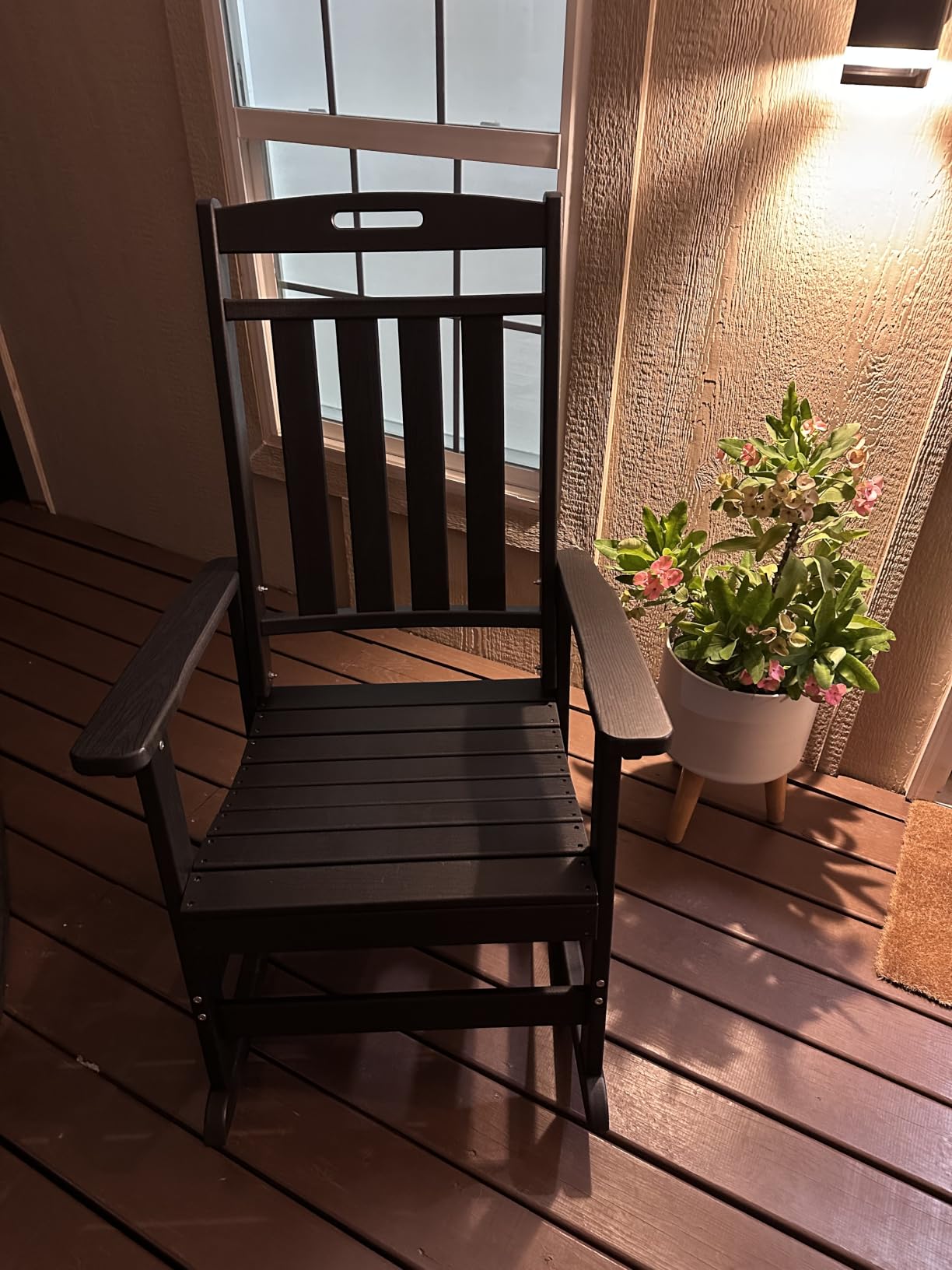 Plawdlik Outdoor Rocking Chair Set of 2, All-Weather Patio Rocker, Black customer photo 1