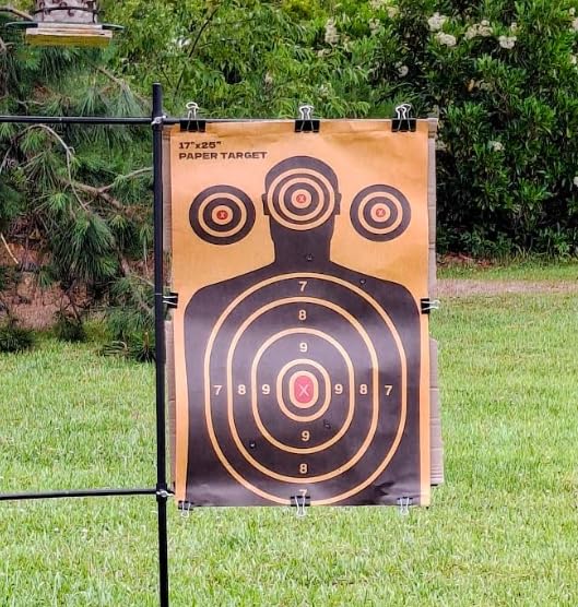 Adjustable Shooting Target Stand with 5-Prong Base, Portable Steel Target Holder with 9 Clips and 15 pcs Paper, Ideal Hunting Accessories for Outdoor Shooting Range customer photo 1