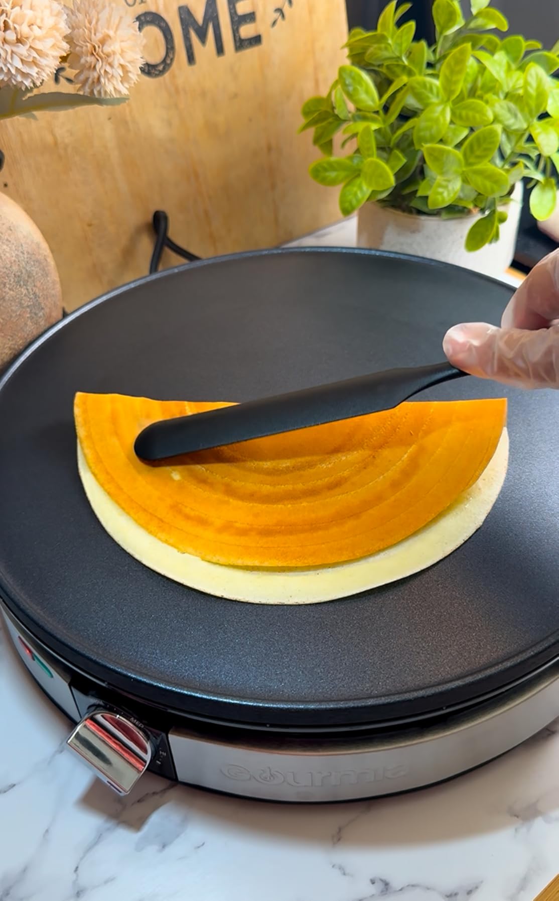 Gourmia 12” Crepe Maker – Nonstick Electric Griddle for Pancakes, Omelets & More, Precise Temp Control with Indicator Lights, Includes Spatula & Batter Spreader, Quick Cleanup, Stainless Steel Trim customer photo 1