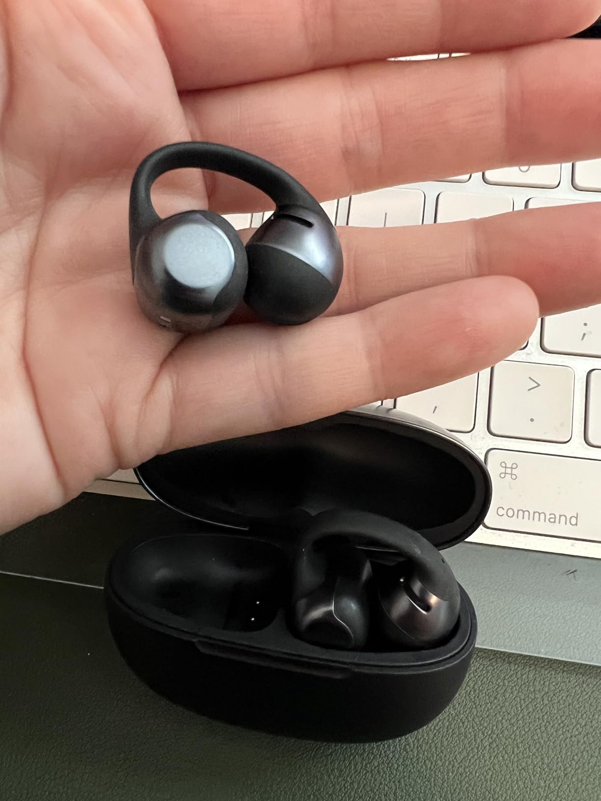 SHOKZ OpenDots ONE Open-Ear Clip-On Bluetooth Earbuds, Black, Dolby Audio customer photo 2