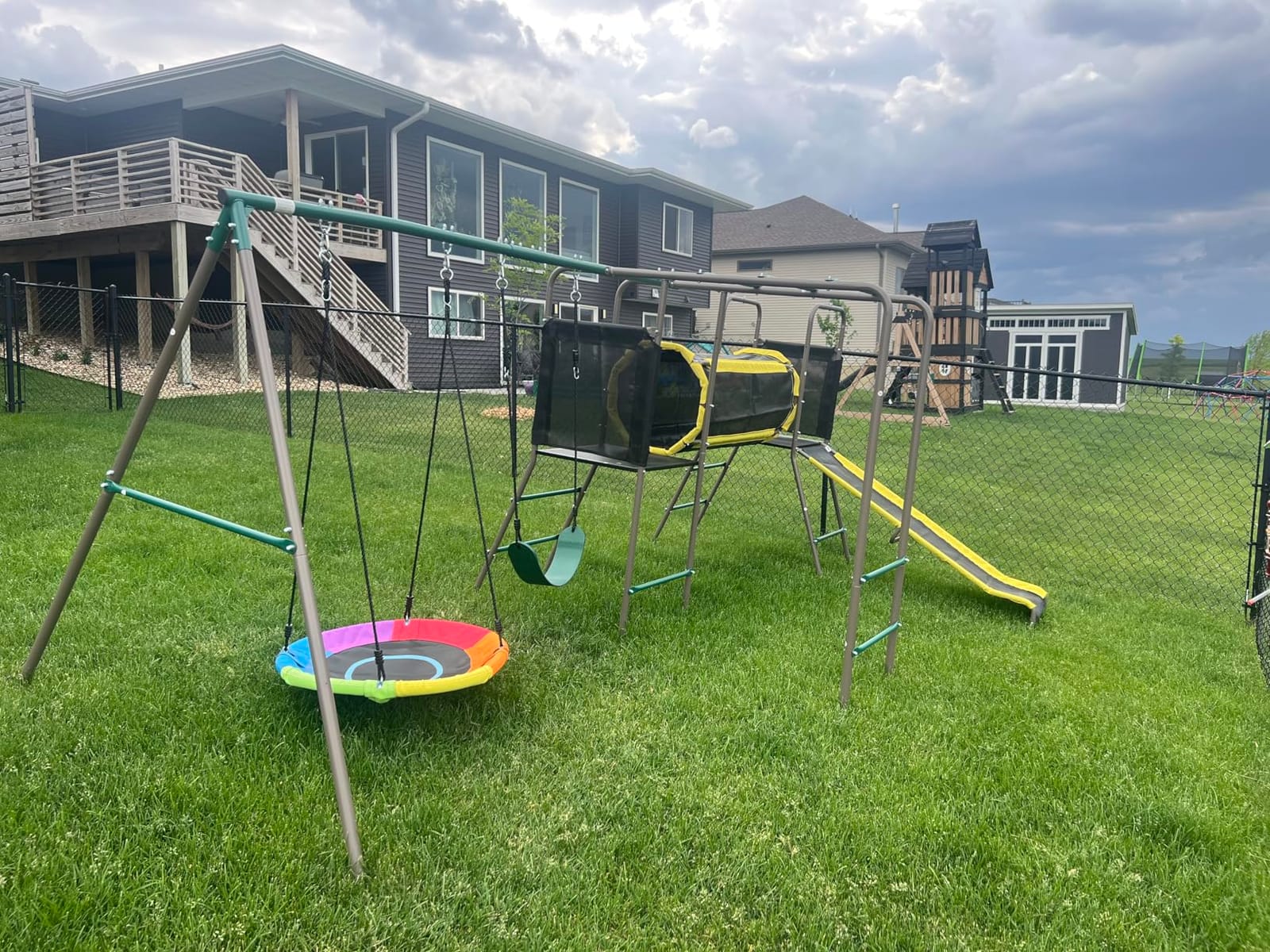 Hapfan Swing Set with Slide,Crawl Tunnel and Monkey Bars for Backyard customer photo 2