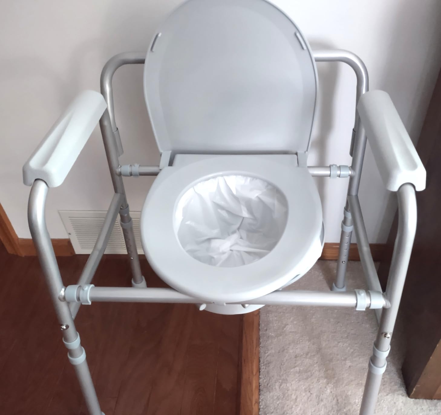 HOMLAND 3-in-1 Bedside Commode Toilet with Sturdy Dual-Crossbar, 350lb customer photo 1
