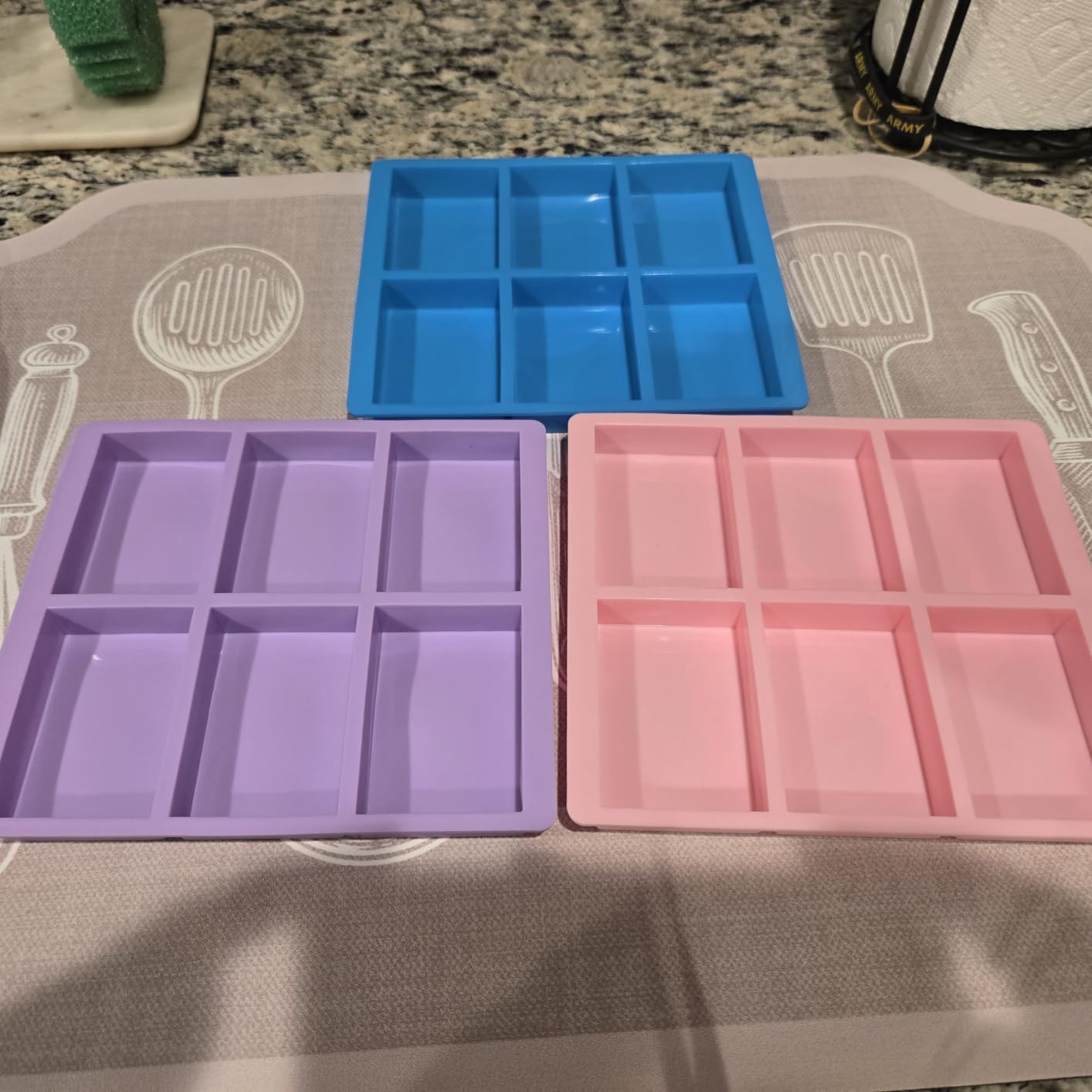SJ Rectangle Soap Mold Set, 3-Pack 6-Cavity Silicone Soap Molds | For Homemade Craft Soap, Jelly, Chocolate & Ice Cube Trays, Food Grade Silicone, Easy Release, Reusable customer photo 2