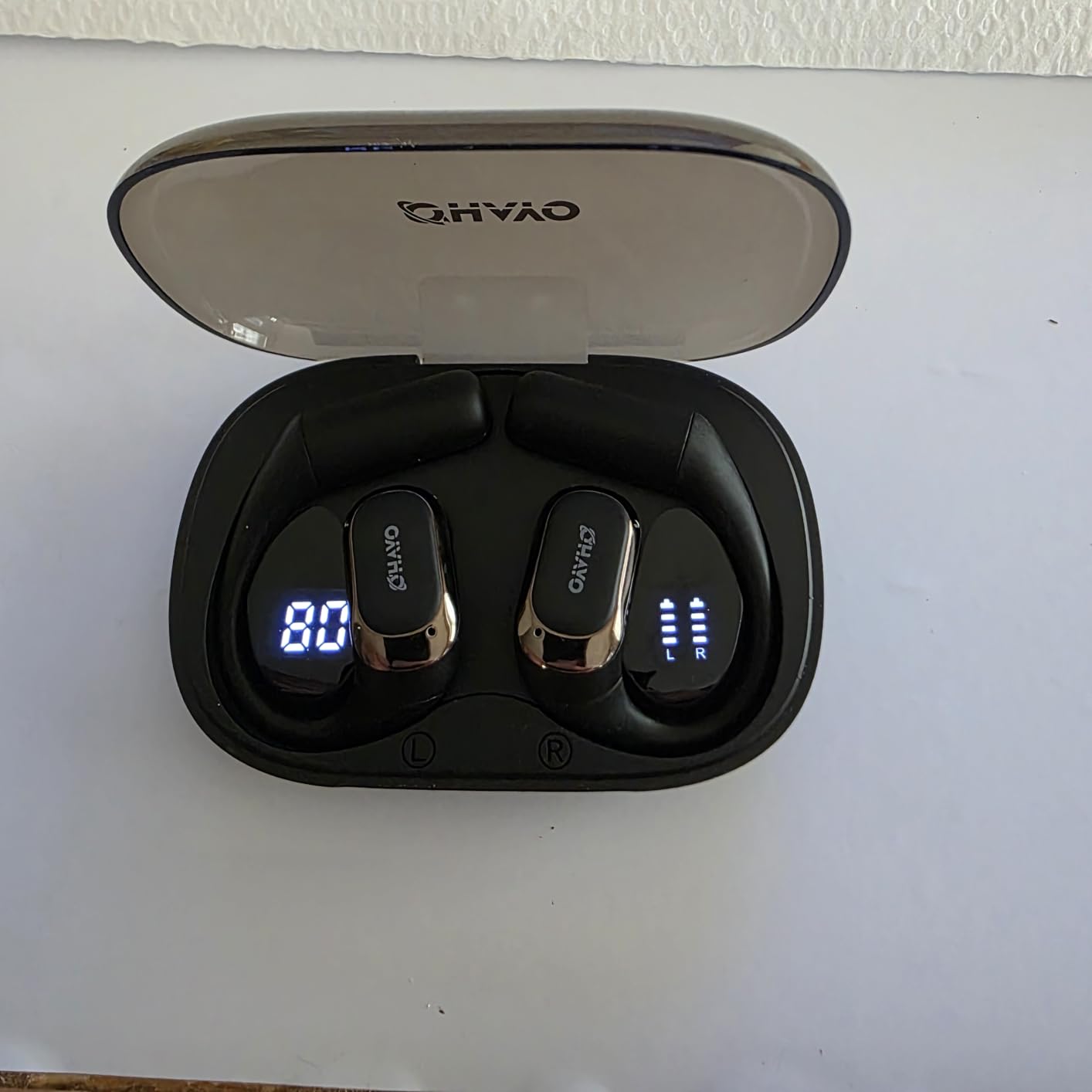 OHAYO Open Ear Headphones,Over Ear Earbuds with Ergonomic Earhook,Bluetooth Headphones 5.4 with Smart Digital Display,40H Playtime,IPX6 Waterproof,Touch Control Operate Fit Cycling,Running,Workout customer photo 1