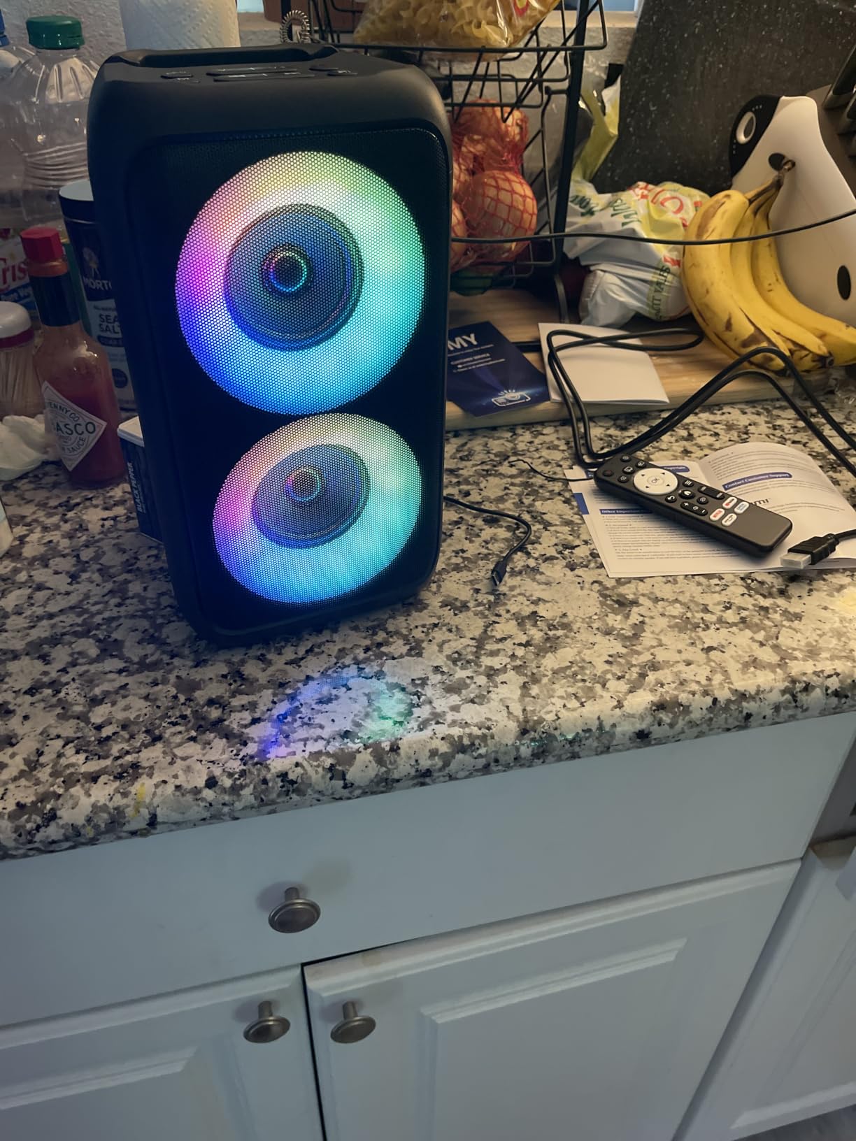 Bluetooth Speaker with 2 Wireless Microphones - Big Party Speaker for Adults Kids Karaoke with Lights - Portable Rechargeable Floorstanding Speakers Support TWS/AUX/USB/TF Card for Home Party Gift customer photo 2