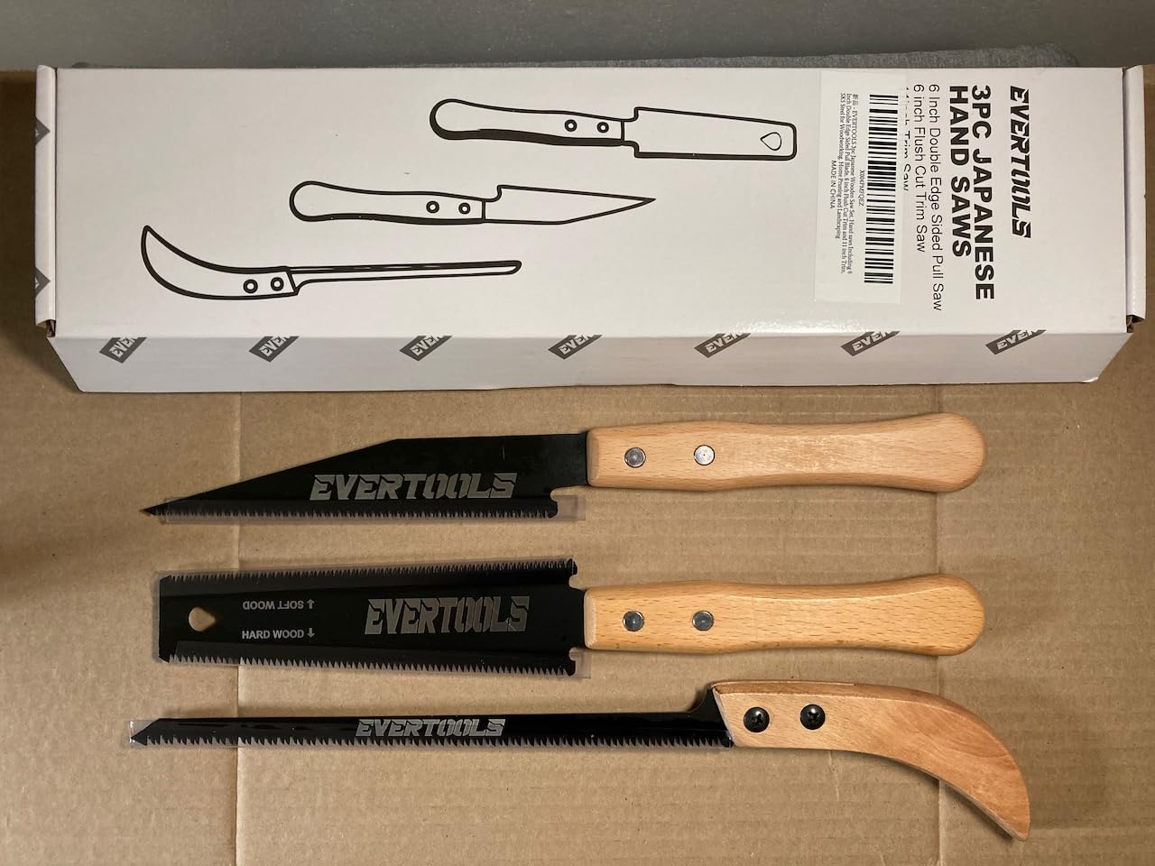 Japanese Hand Saw Set, 3-Piece Pull Saw with 6