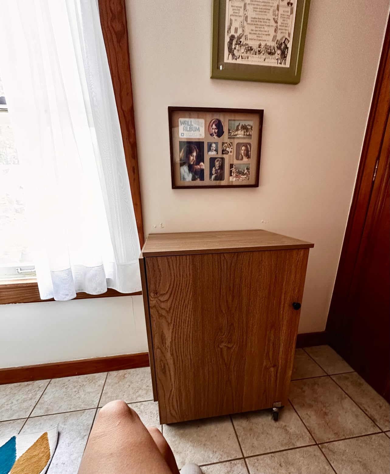 GIANTEX Folding Sewing Table with Charging Station, Storage Trays & Shelf customer photo 2