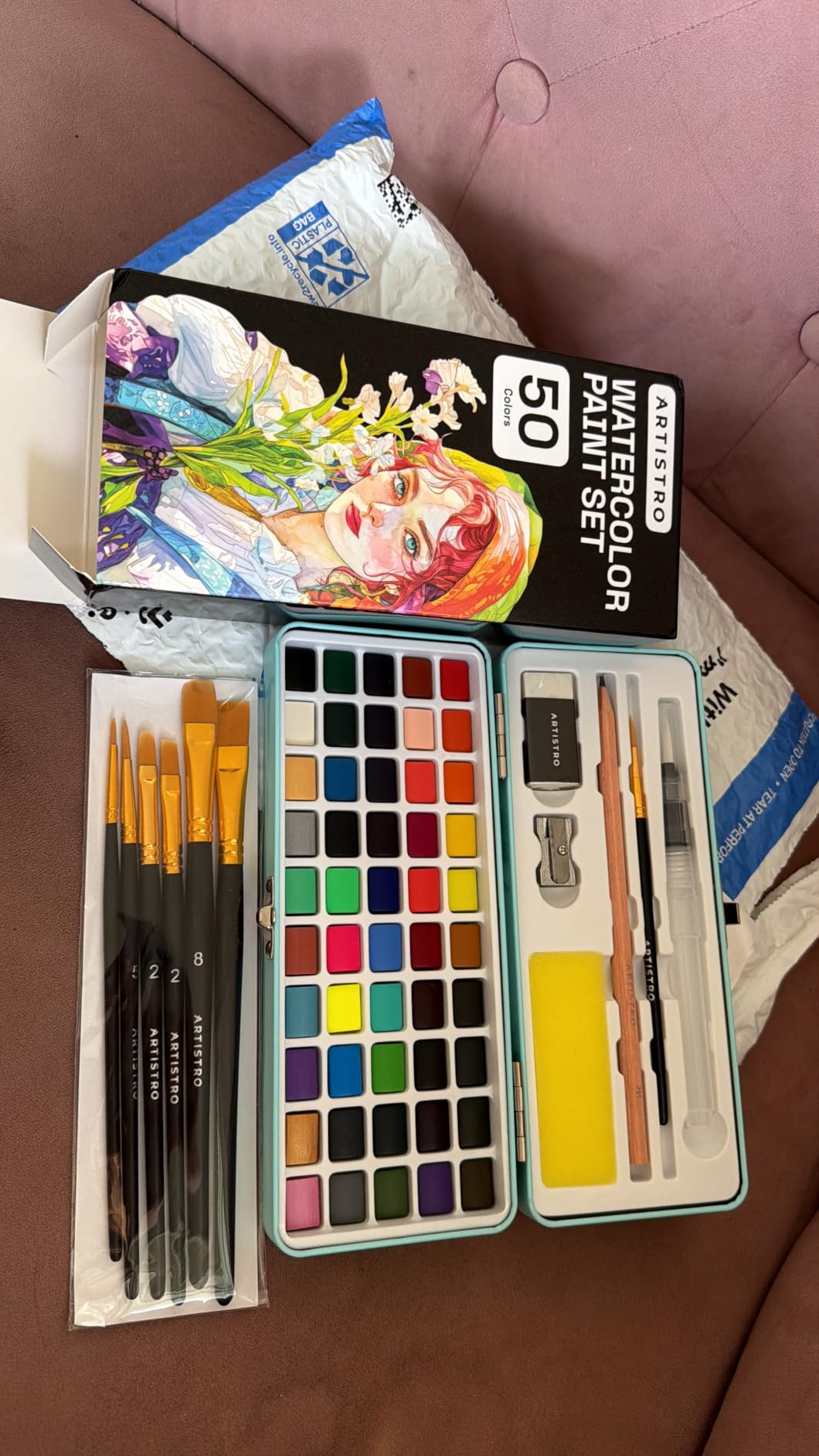 ARTISTRO Watercolor Paint Set with Palette & Brush Pens - 168 Colors customer photo 1