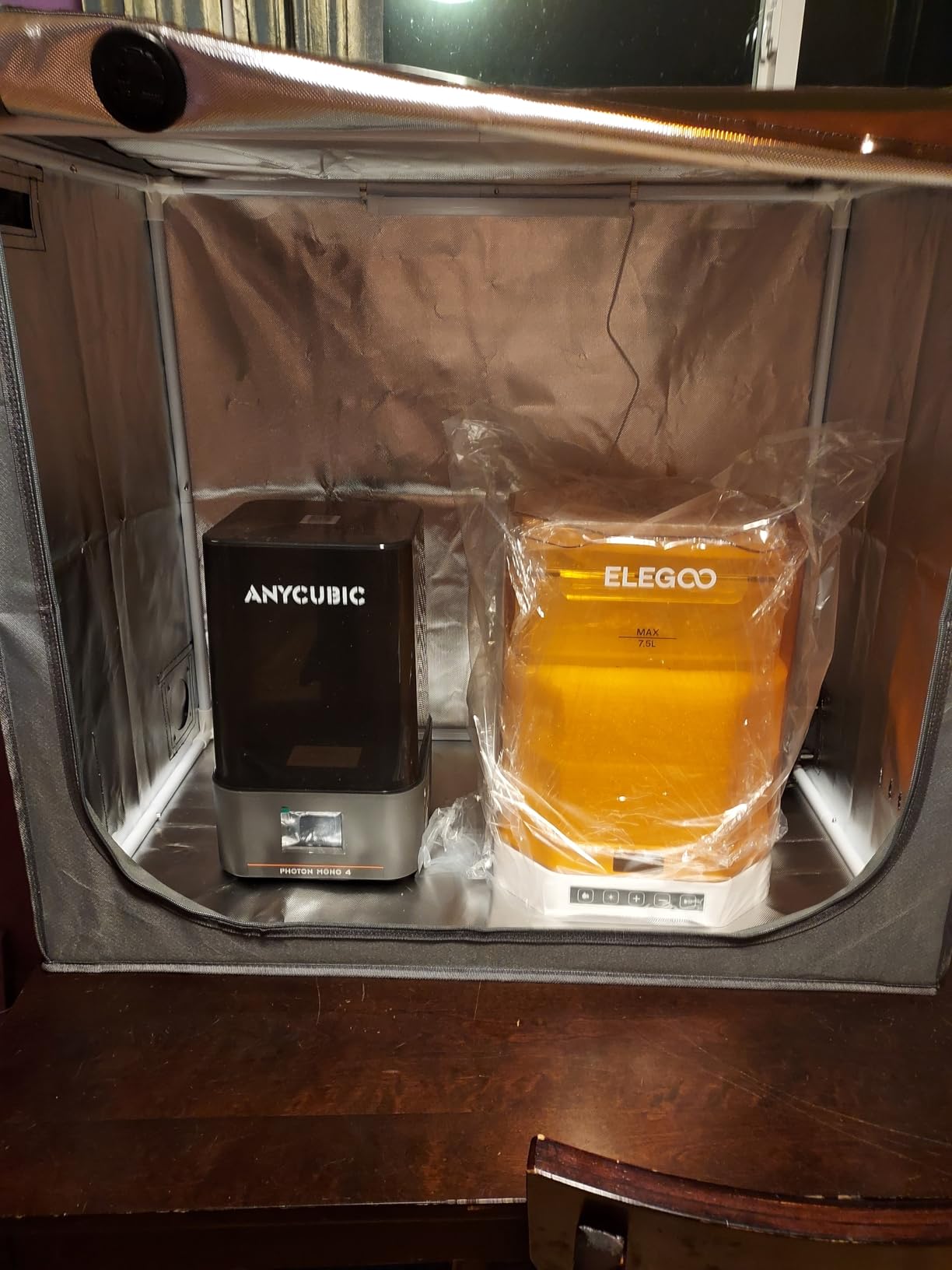 Large Resin 3D Printer Enclosure with Ventilation Kit LED Light, 3D Printer Vented Enclosure Tent Cover Eliminate Odors Dustproof Isolate Noise Compatible with LCD Resin UV 3D Printer 33*18.9*28.7Inch customer photo 2