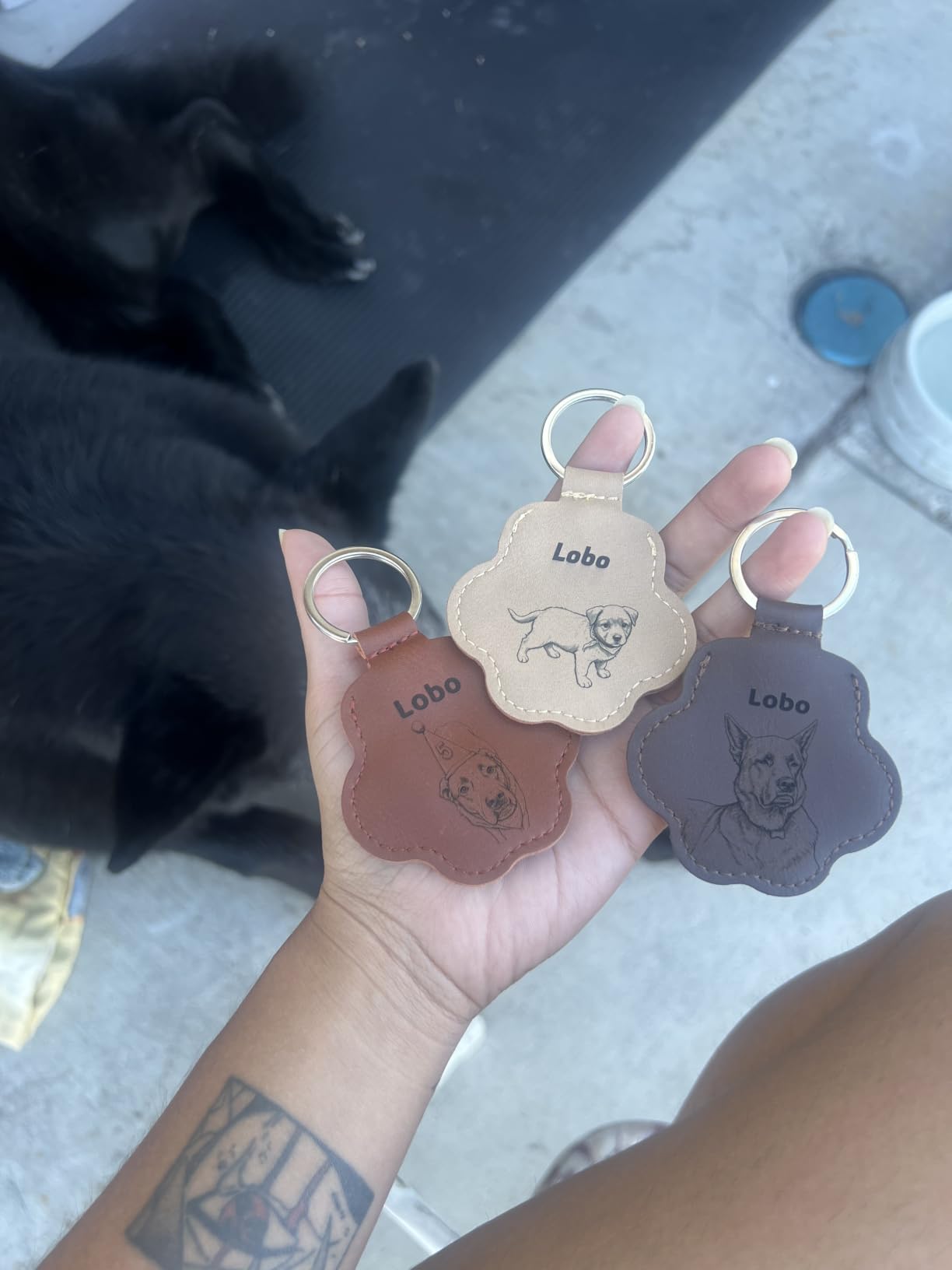 Personalized Pet Memorial Gifts for Dogs - Custom Name Paw-Shaped Leather Keychain, Refillable Keepsake for Bag or Key customer photo 2