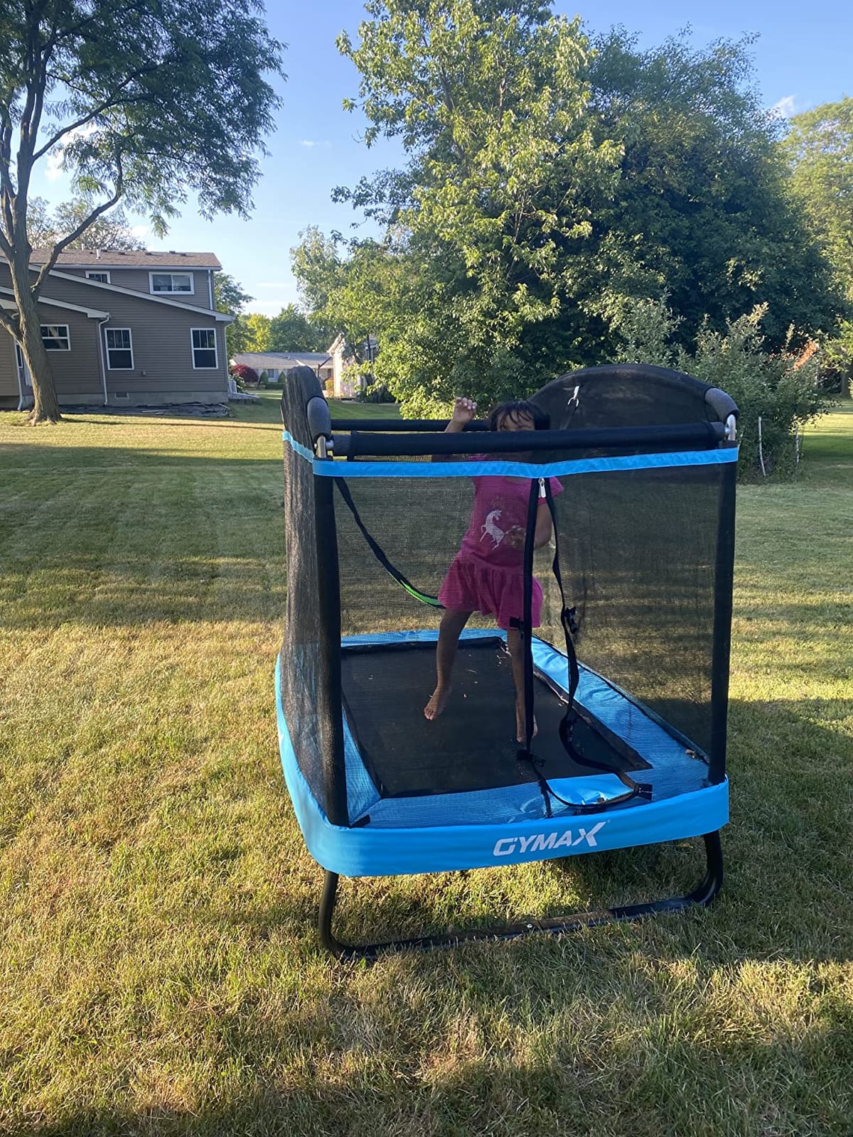 Giantex 6 FT Trampoline for Kids with Swing, Toddler Trampolines with Safety Enclosure Net, ASTM Approved, Rectangle Indoor & Outdoor Mini Kids Trampoline customer photo 2