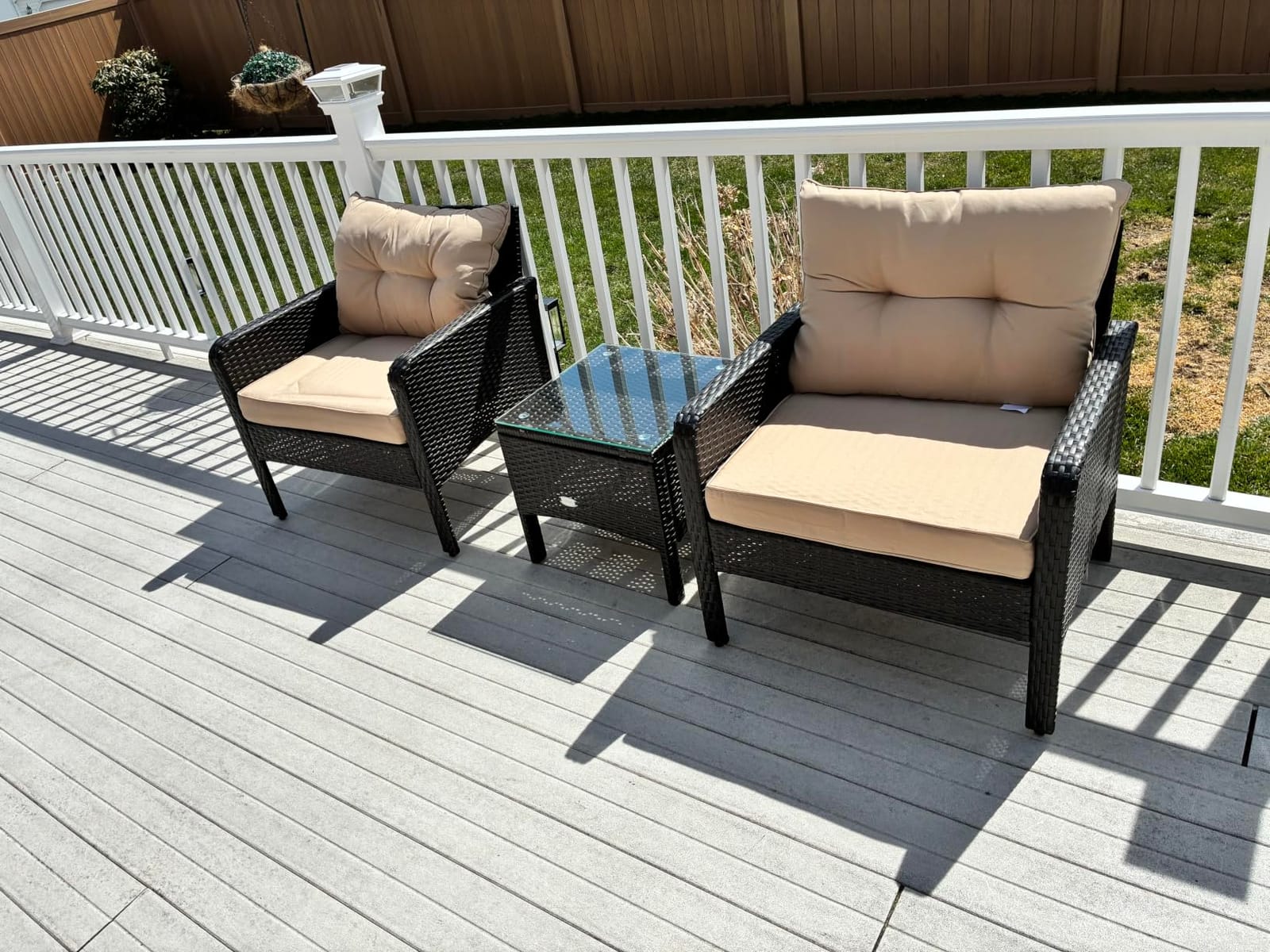 HAPPYGRILL 3 Pieces Patio Furniture Set, Outdoor Rattan Wicker Conversation Set with Coffee Table & Cushions, Patio Sofa Set for Garden Balcony Backyard Poolside customer photo 1