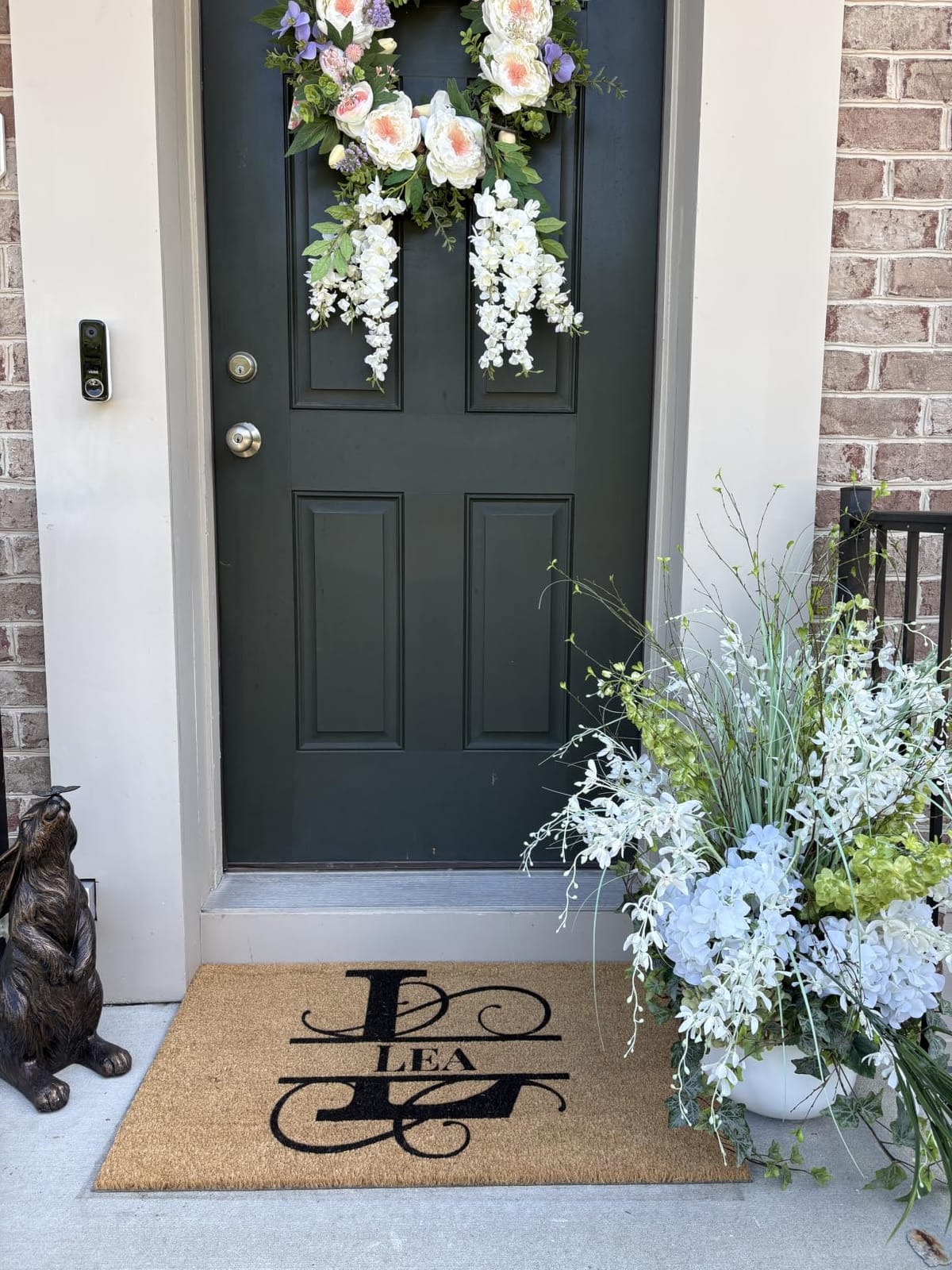 Personalized Welcome Doormat - Custom Name Front Door Mat, 18x30 | natural coconut coir, 3/4in thick, covered outdoor porch, monogram or initials, houseguest welcome customer photo 1