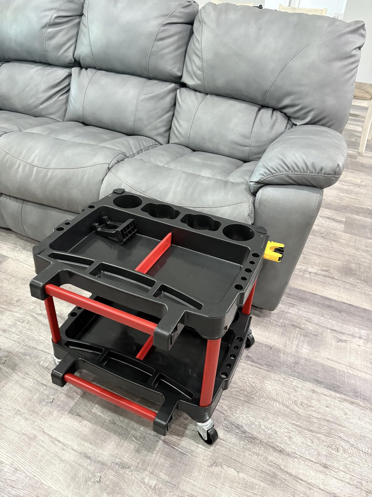 2-Tier Car Detailing Cart with Polisher Brackets - Rolling Utility Plastic Cart with Organizer & Hooks - Heavy Duty Mobile Tool Station customer photo 1