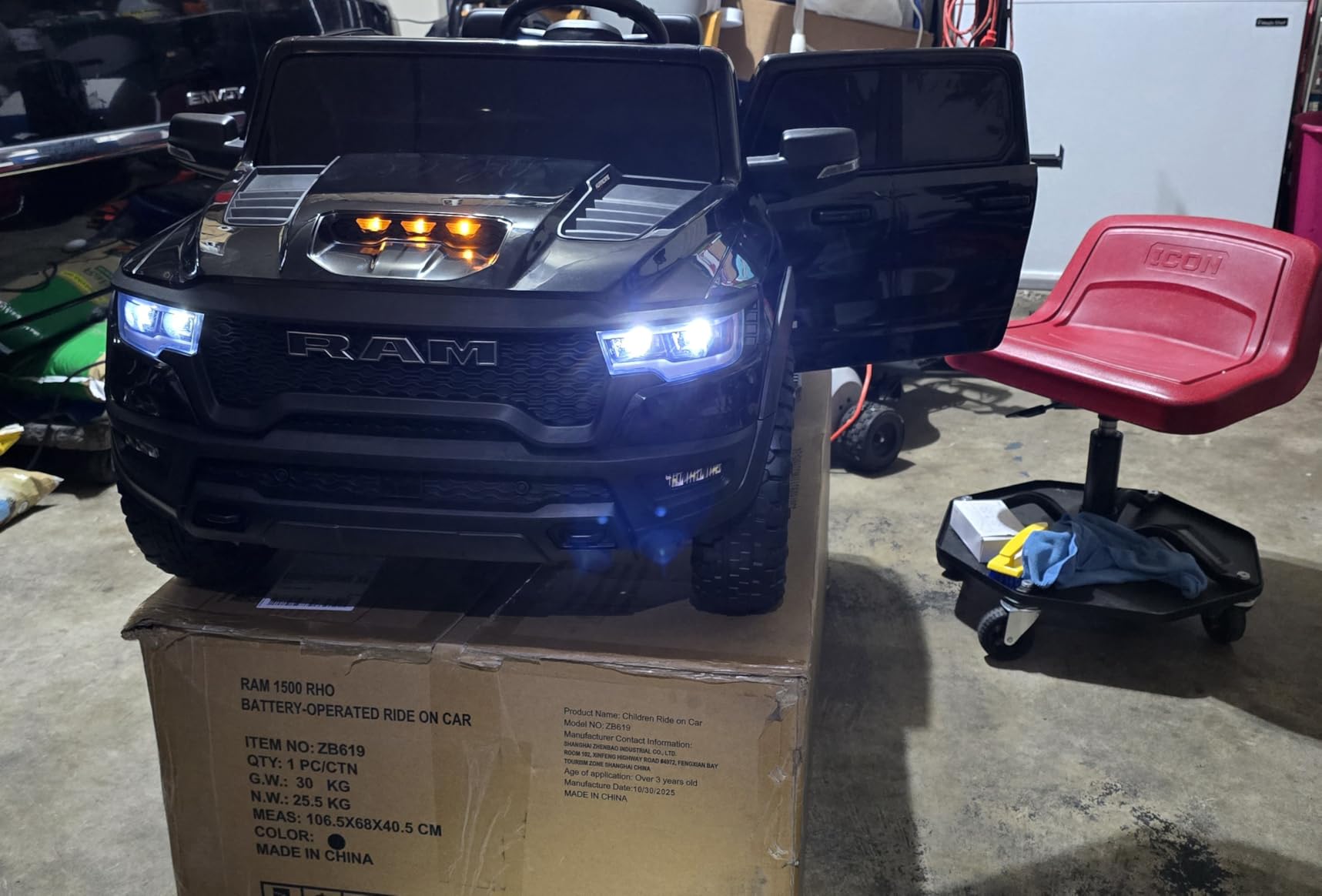 First Ride On 24V Ride On Toys for Big Kids, RAM 1500 RHO 2 Seater Ride on Car w/Remote, Battery Powered Truck w/ 4 Wheels Suspension, Electric Car w/Bluetooth, LED Lights, Trunk customer photo 1