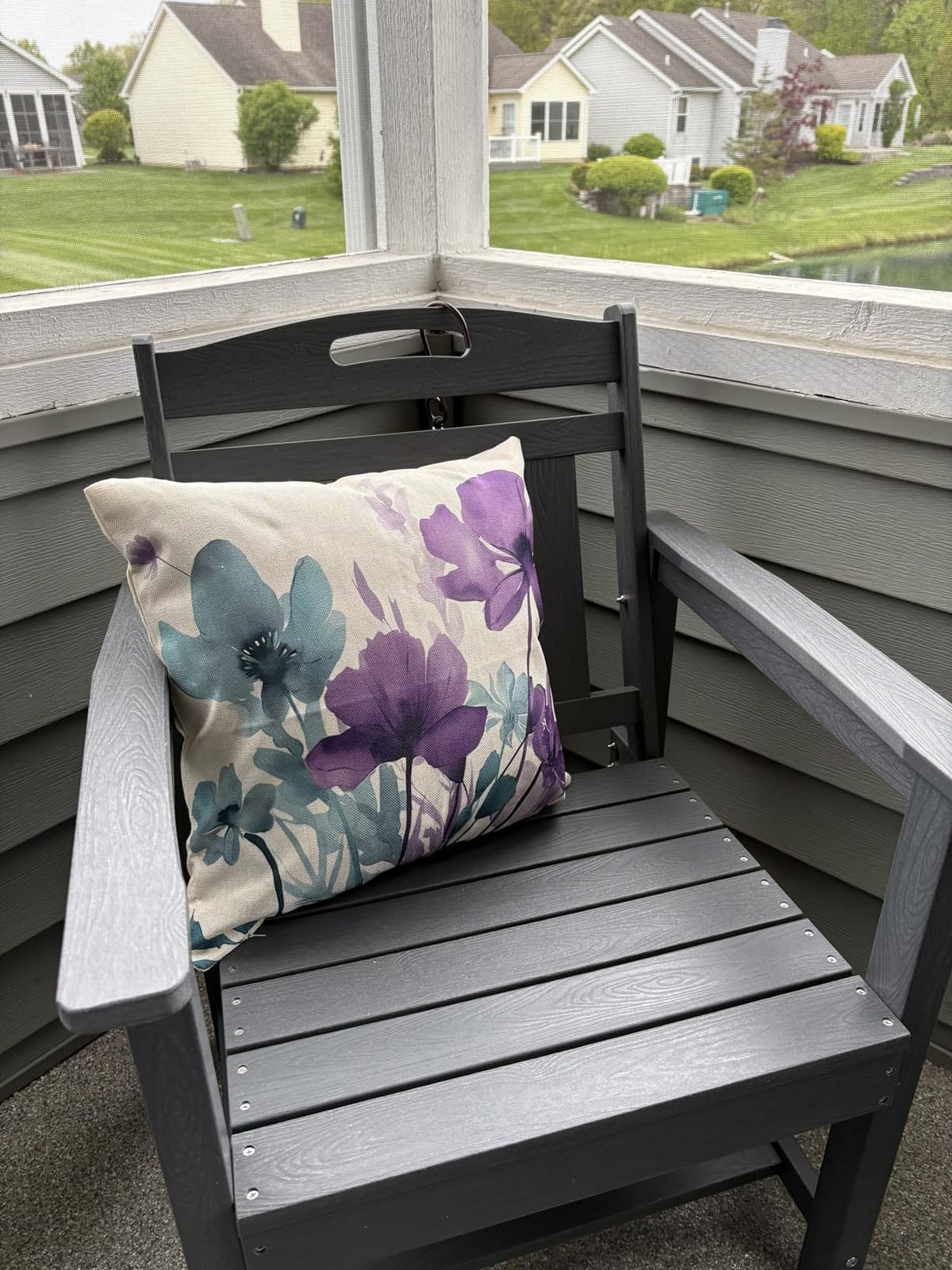 Stackable Outdoor Dining Chairs of 2, HDPE Frame with Teslin Fabric, Teak customer photo 2