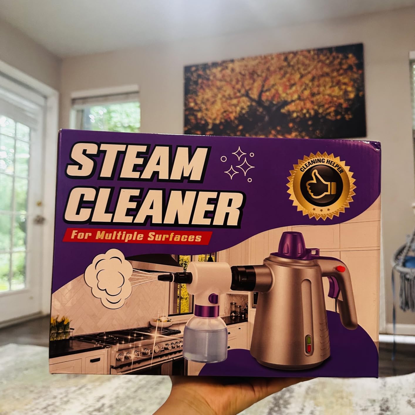 Handheld Steam Cleaner for Home, Pressurized Steamer for Cleaning Couch Carpet Car Upholstery Mattress Furniture with 14 Accessories & Safety Lock, Small Container for Grease customer photo 2