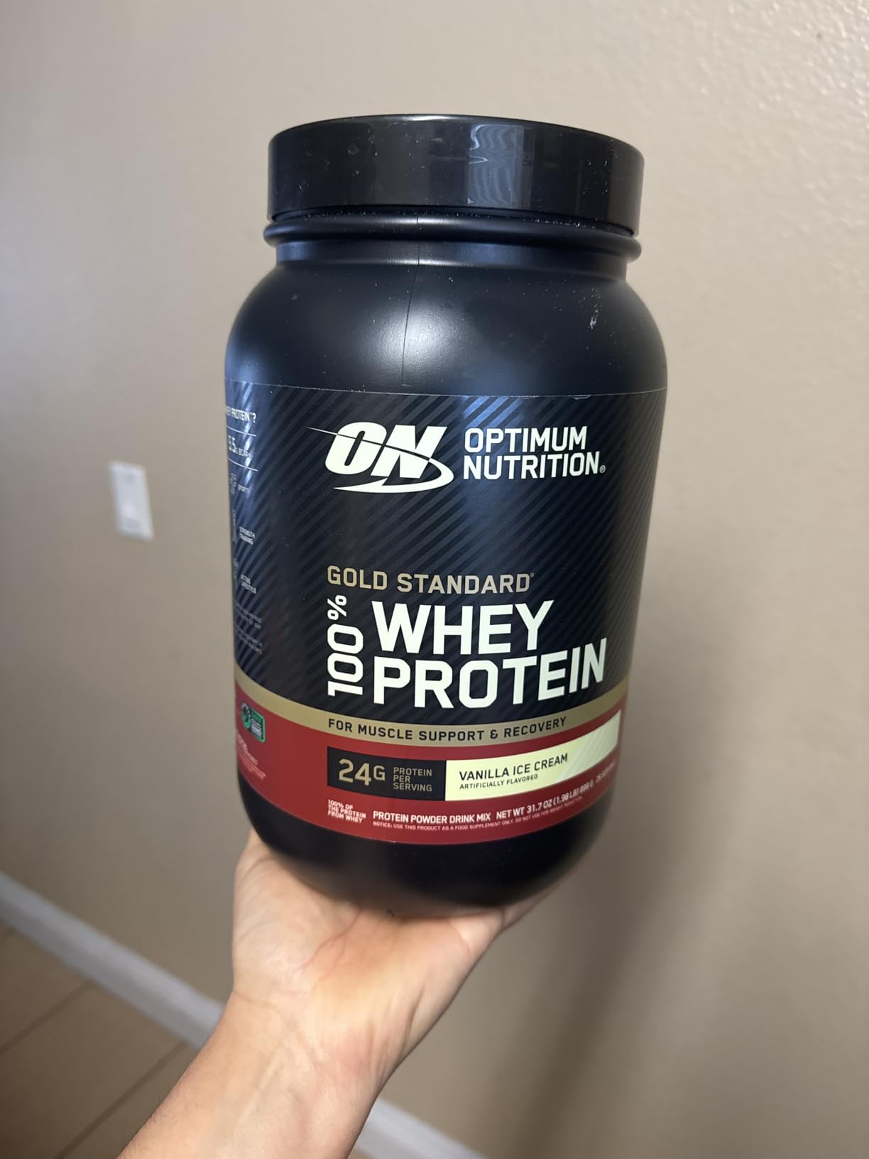 Optimum Nutrition Gold Standard Whey Protein Powder, Vanilla Ice Cream, 2LB customer photo 1