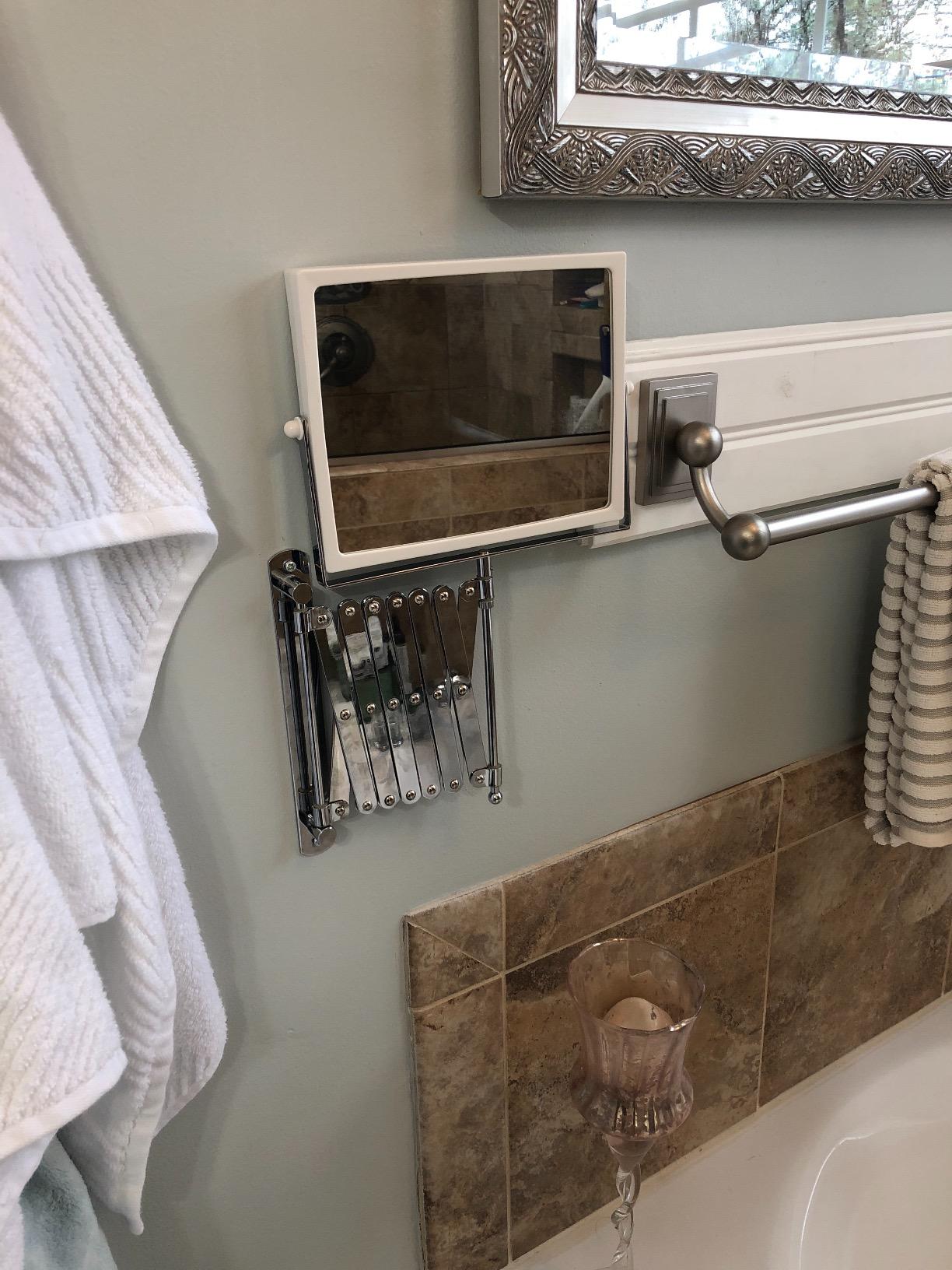 JERDON Wall-Mounted Makeup Mirror - 5X Magnification - Chrome - J2020C customer photo 2