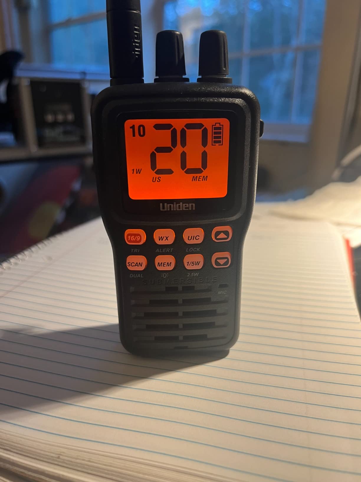 Uniden MHS75 Waterproof Handheld 2-Way VHF Marine Radio, Submersible, Selectable 1/2.5/5 Watt Transmit Power. All USA/International and Canadian Marine Channels. customer photo 2