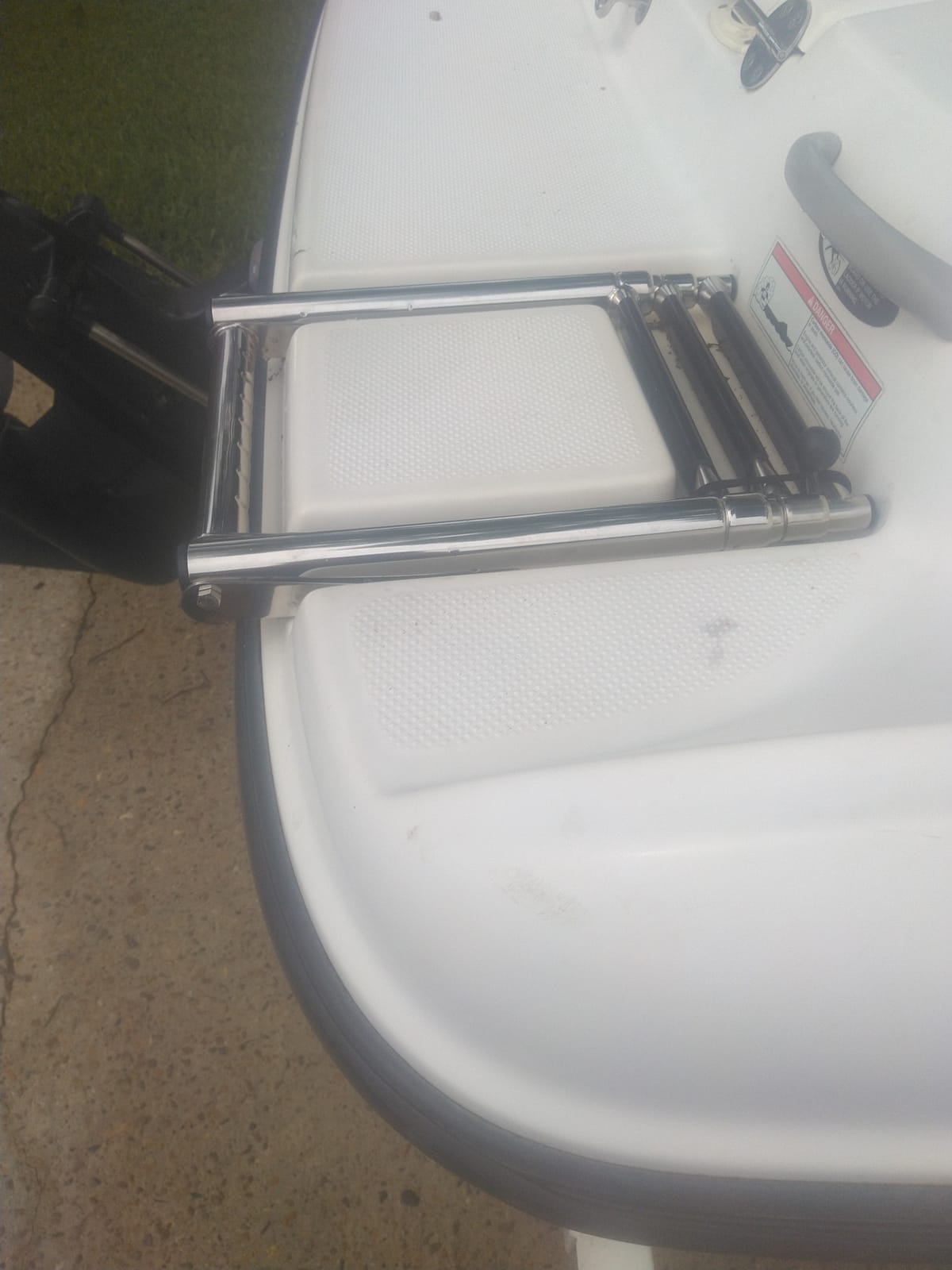 White Water Marine – Over Platform Telescoping Boat Ladder w/Handlebar | 3-Step Folding 304 Stainless Steel Swim Platform Ladder for Pontoon, and Fishing Boats - B00301CHA customer photo 1