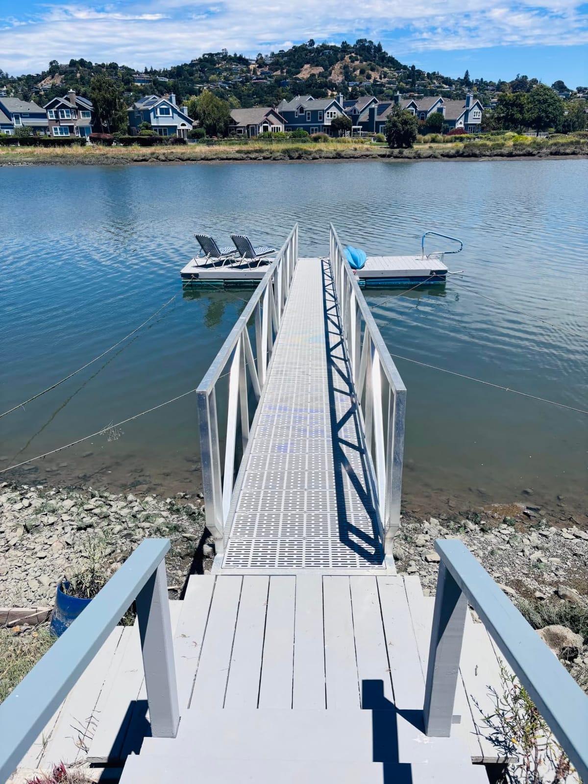 White Water Marine – Over Platform Telescoping Boat Ladder w/Handlebar | 3-Step Folding 304 Stainless Steel Swim Platform Ladder for Pontoon, and Fishing Boats - B00301CHA customer photo 2
