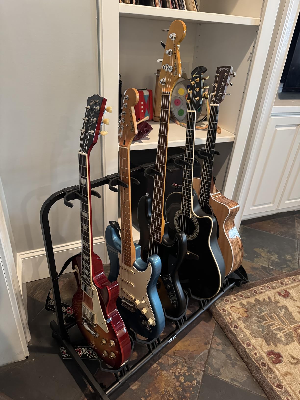 5 Guitar Rack Stand Rolling Cart with Rubber Dividers Stage or Studio - ASC customer photo 2