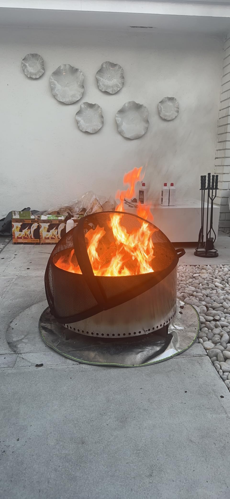 Sunnydaze Outdoor Fire Pit Screen Cover, Round, Easy Access Door, 36