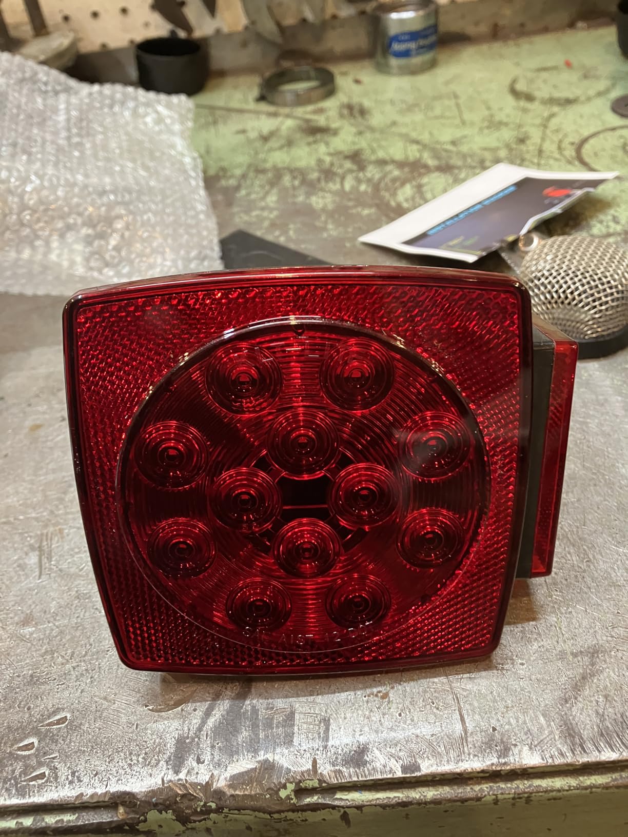 Partsam 12V Submersible Square Led Trailer Light,Red White LED Stop Turn Tail License Brake Running Light Lamp for Trailers Under 80