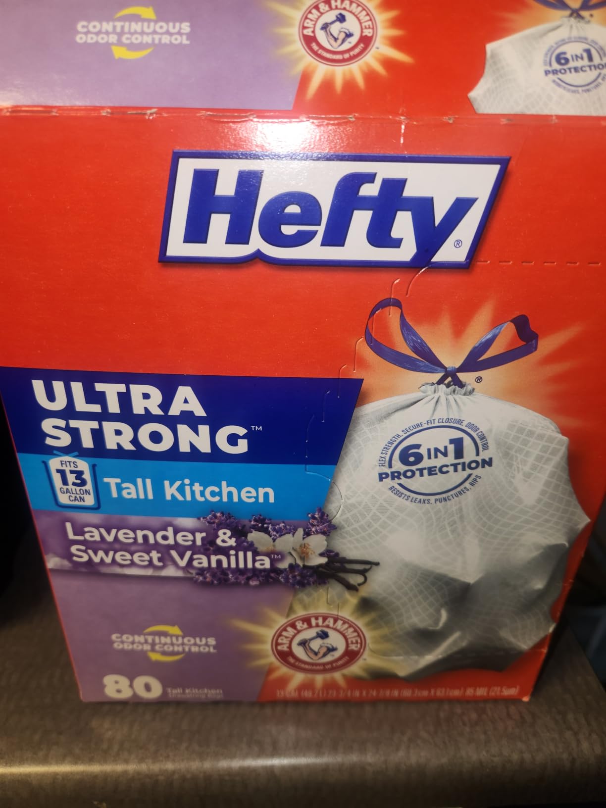 Hefty Ultra Strong 13 Gal Kitchen Trash Bags, White, Lavender Vanilla, 80ct customer photo 2