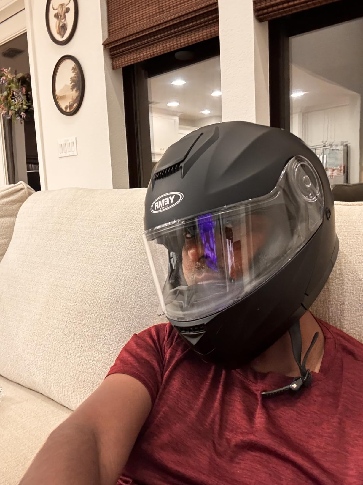 YEMA Modular Motorcycle Helmets, DOT Approved Full Face Motorcycle Helmet with with Flip Up Dual Visor for Men & Women - Street, Scooter, ATV, E-Bike customer photo 2
