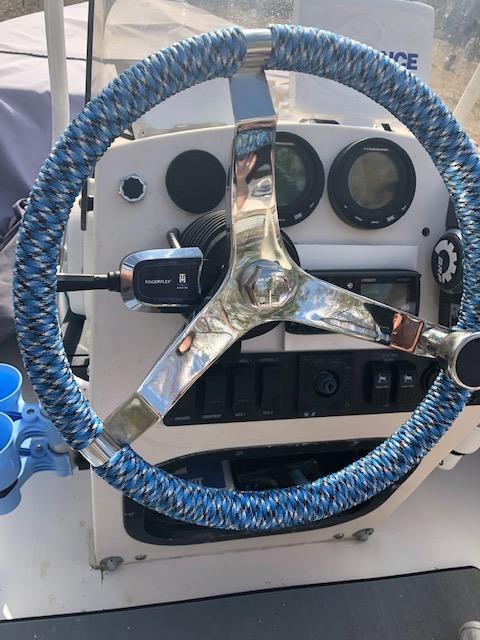Amarine Made Stainless Steel Boat Steering Wheel 3 Spoke 13-1/2 Inch Dia, Marine Steering Wheel for Seastar and Verado, Stainless Boat Wheel with 5/8 Inch-18 Nut and Turning Knob customer photo 2