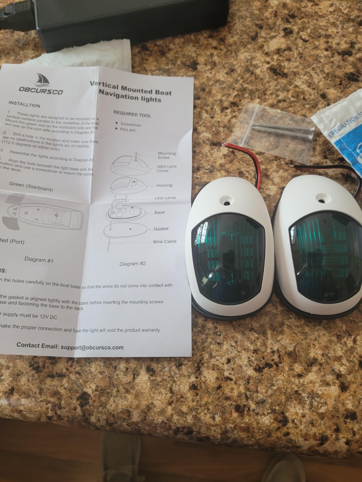 Obcursco LED Boat Navigation Lights, Red and Green Vertical Mount Bow Light customer photo 1