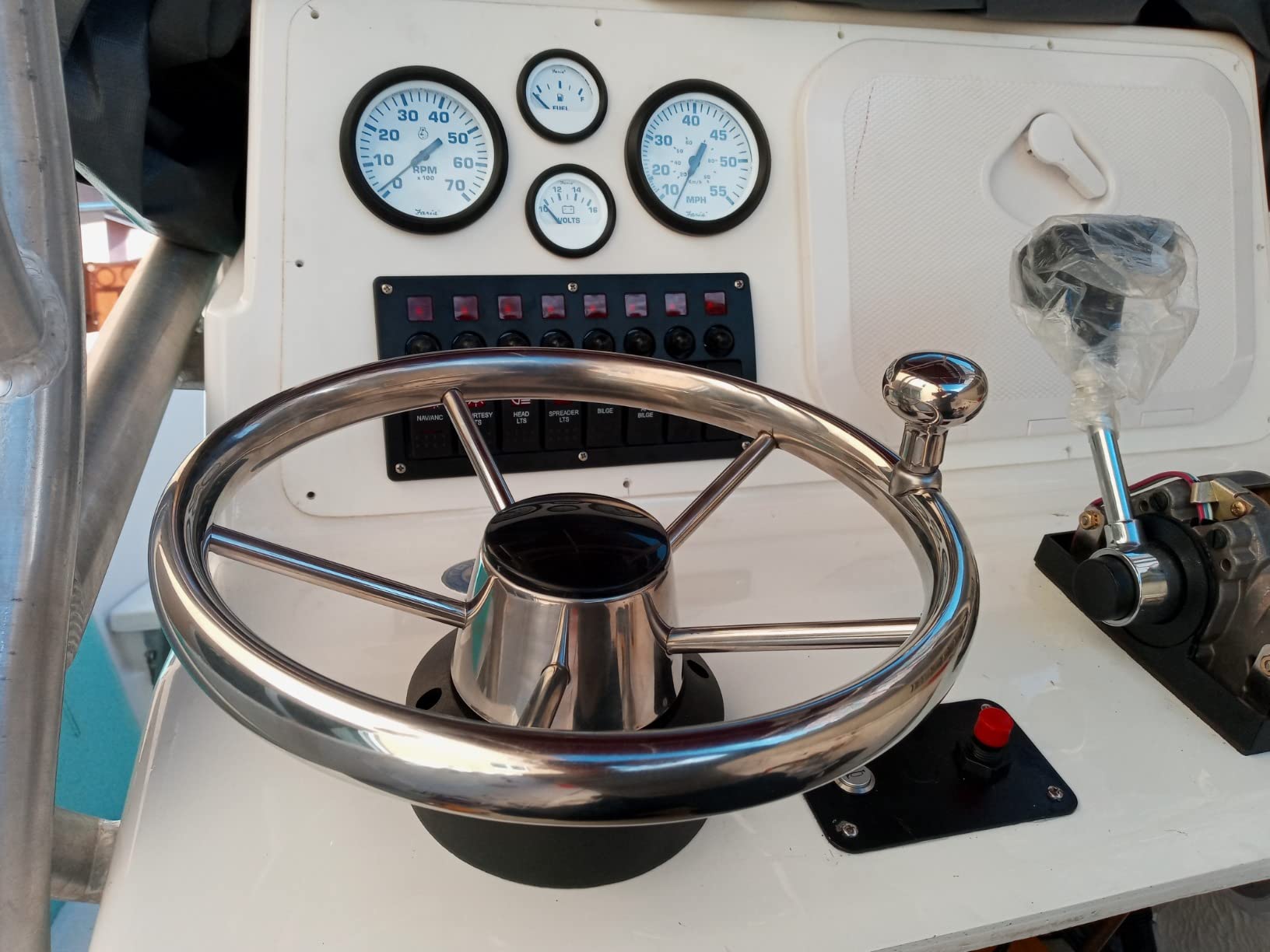 11 inch Boat Steering Wheel with Knob for Seastar and Verado customer photo 1