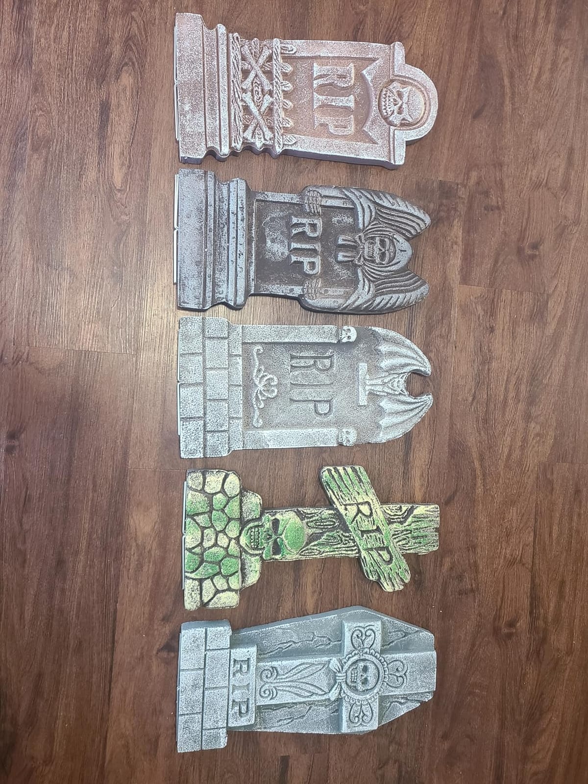 JOYIN 17” Halloween Foam RIP Graveyard Tombstones (5 Pack), Halloween Tombstones Outdoor Decorations for Graves Decorations with 12 Metal Stakes for Cemetery Yard Lawn Party Decor customer photo 2