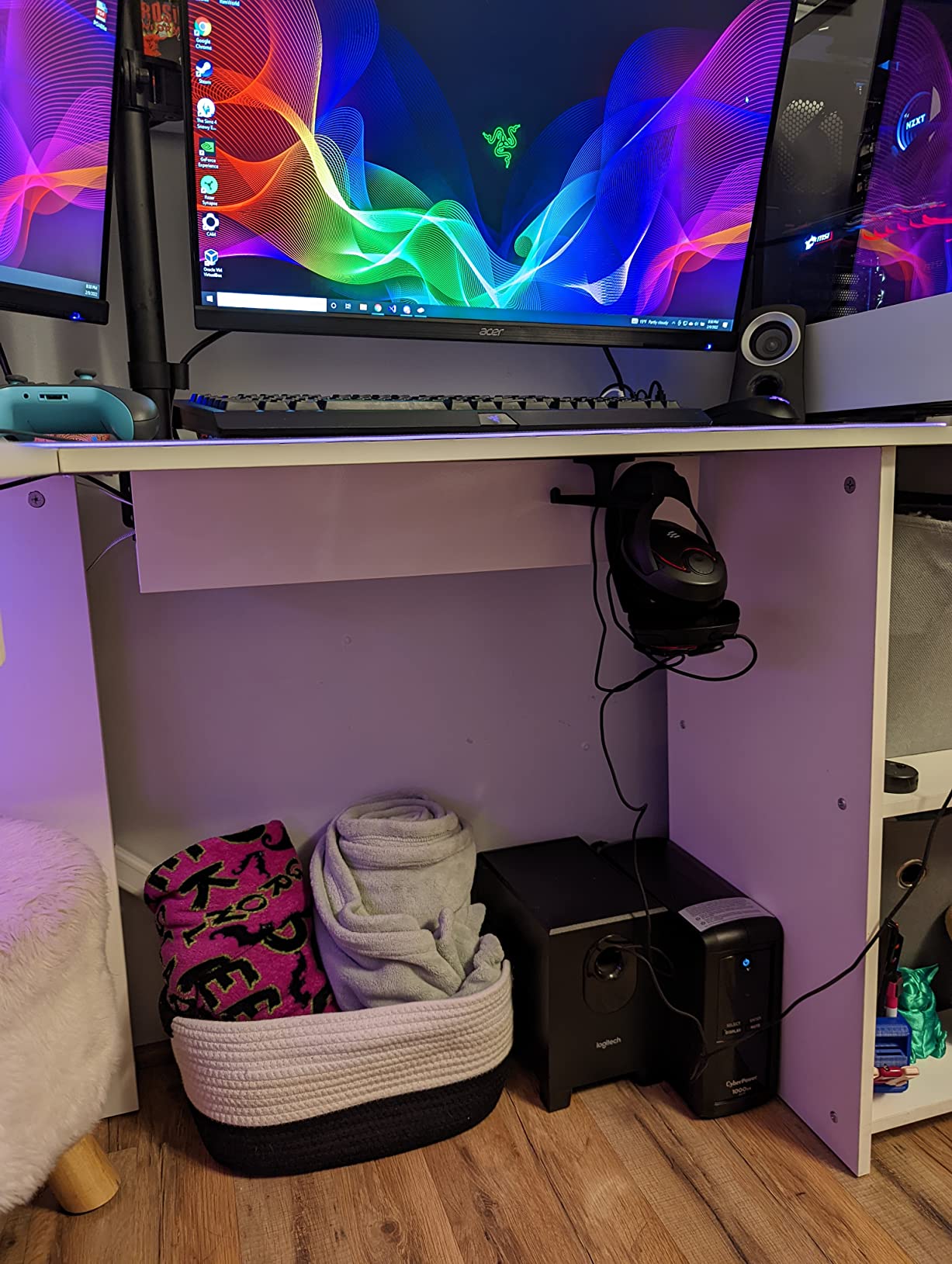 Monoprice Under Desk Cable Tray - Steel with Power Supply and Wire Management - Workstream Collection White customer photo 2
