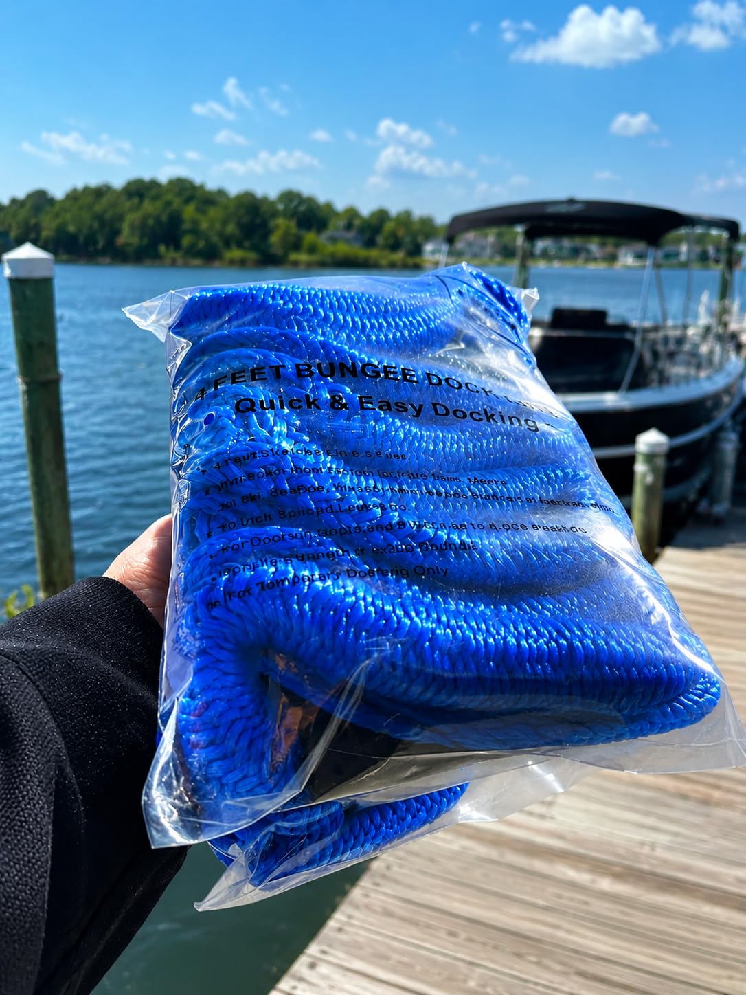 4 Pack Boat Bungee Dock Lines, 4-5.5ft PWC Dock Line with Loop, Boating Gifts for Men, Elastic Mooring Ropes Boat Tie Downs Accessories for Pontoon,Jon Boat,Bass Boat,Fishing Boat,Kayak customer photo 1