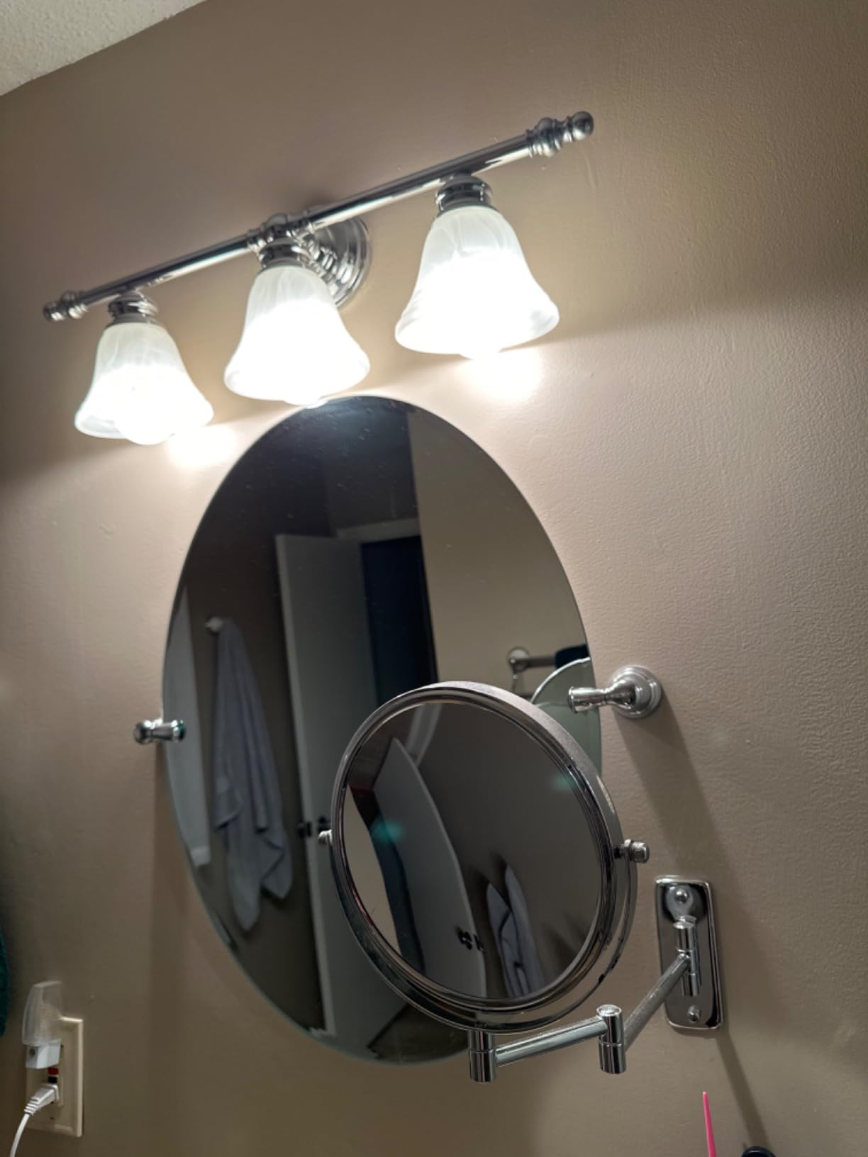 DECLUTTR 8 Inch Wall Mounted Magnifying Mirror with 10x Magnification, Double Sided Vanity Makeup Mirror for Bathroom, Chrome Finished customer photo 1