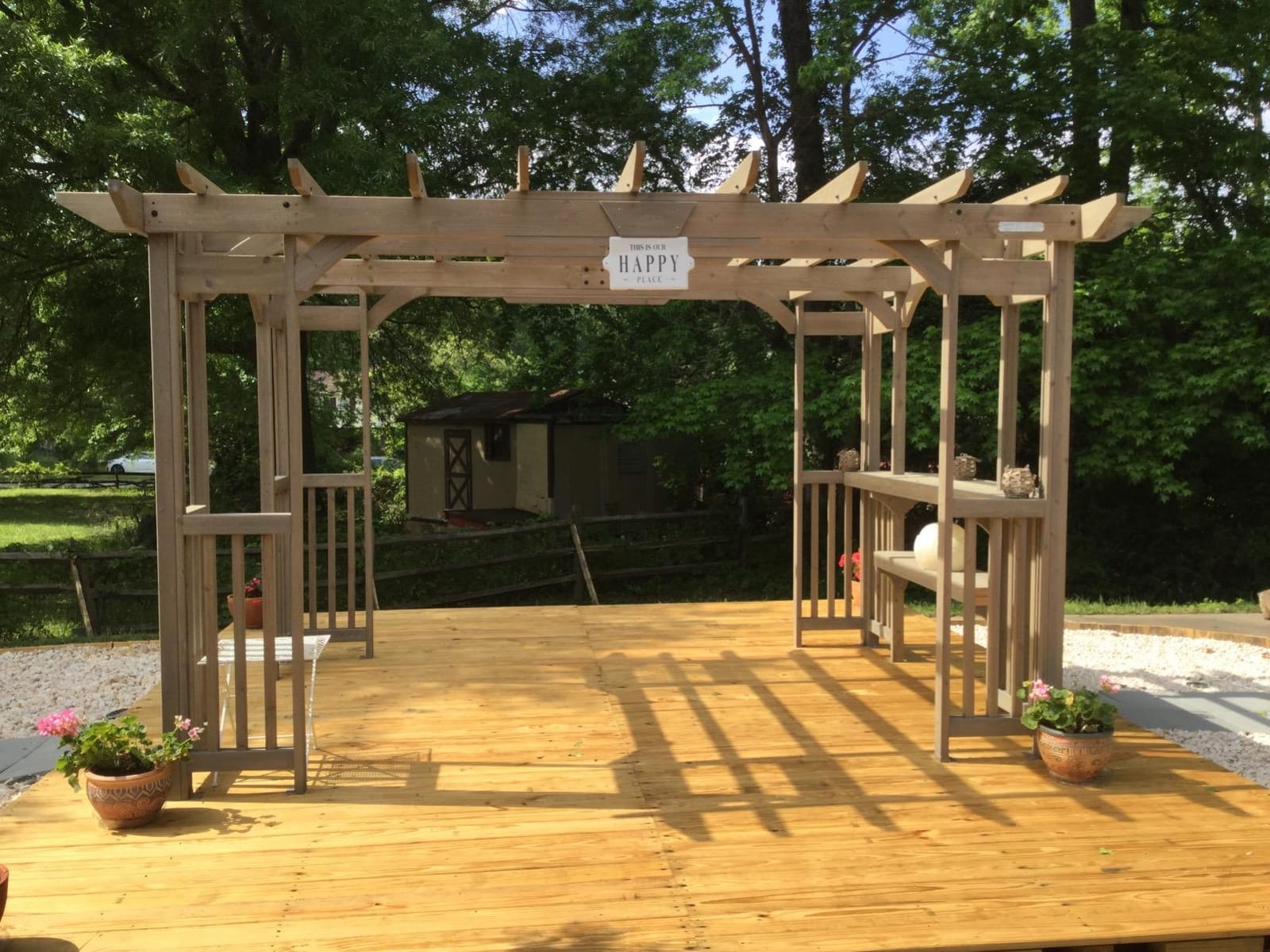 Yardistry 10x14 Madison Cedar Pergola with Removable Snap-on Sunshade, Timber Gray Wood Stain customer photo 2