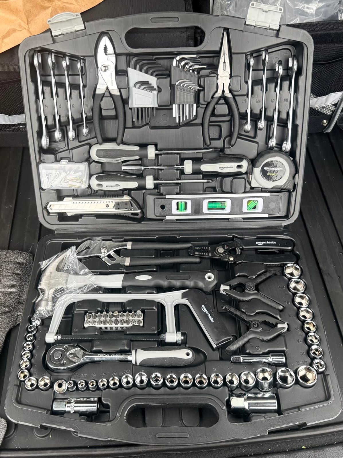 Amazon Basics 65-Piece General Household Home Repair and Mechanic's Hand Tool Kit Set with Storage Case, Portable, Non-Slip Handles, Black customer photo 1
