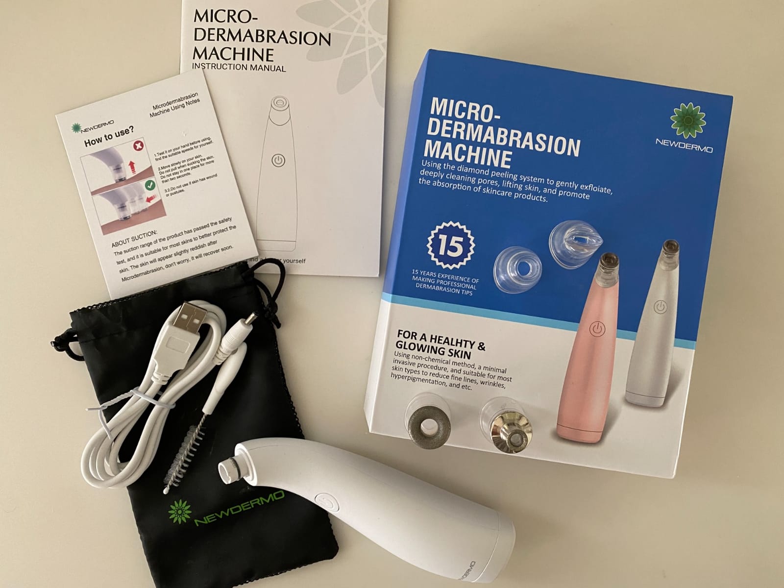 NEWDERMO 2-in-1 Microdermabrasion Machine for Facial (White) customer photo 1