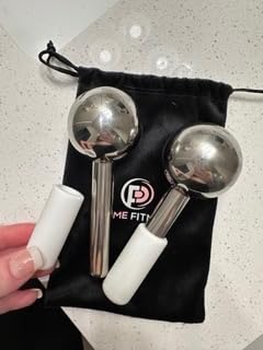 Ice Globes for Facials | Unbreakable Steel Cooling Roller | Cryo Sticks for Face | Massager for Face Neck & Eyes | Skin Care for Dark Circles, Puffiness, Wrinkles, Collagen Production (White) customer photo 1