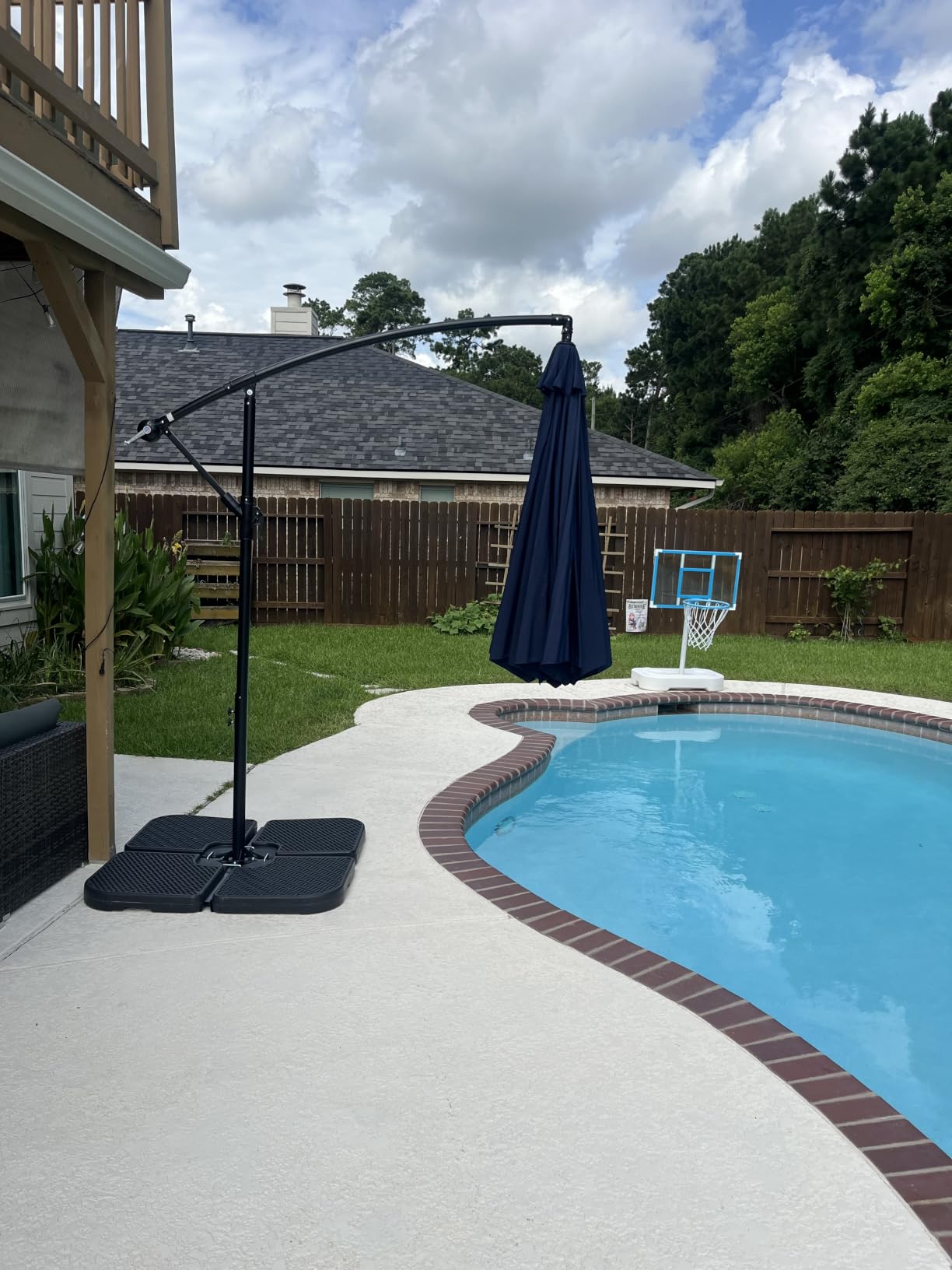 Best Choice Products 10ft Offset Cantilever Hanging Market Patio Umbrella, 8 Sturdy Ribs, Easy Adjustment - Navy Blue customer photo 1