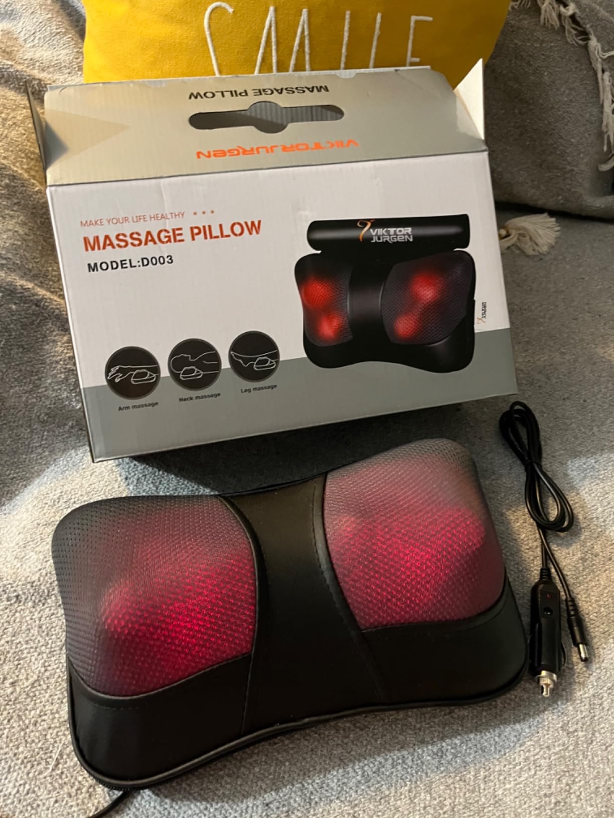 VIKTOR JURGEN Shiatsu Back Massager with Heat for Pain Relief, Gray customer photo 1