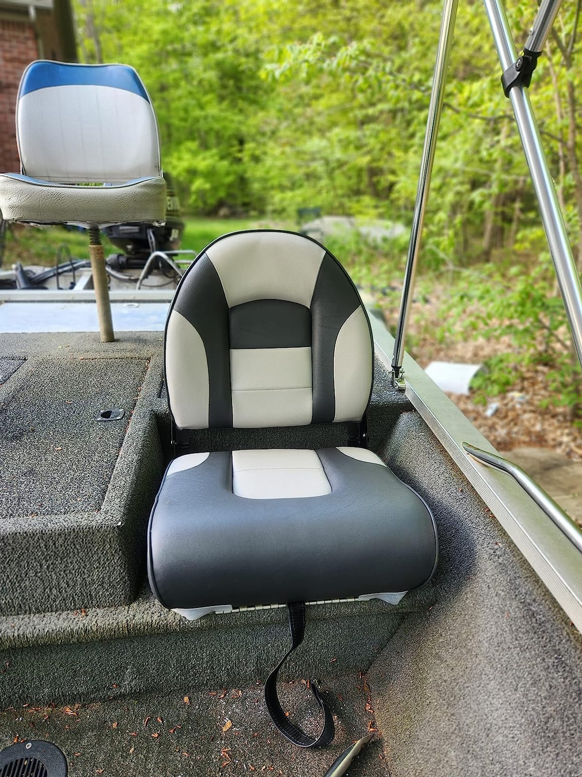 NORTHCAPTAIN Deluxe A Pair of Marine High Back Folding Boat Chair Fishing Boat Seat,for Fishing, Bass/Jon/Pontoon Boat Chairs, 4 Mounting Screws Included customer photo 2